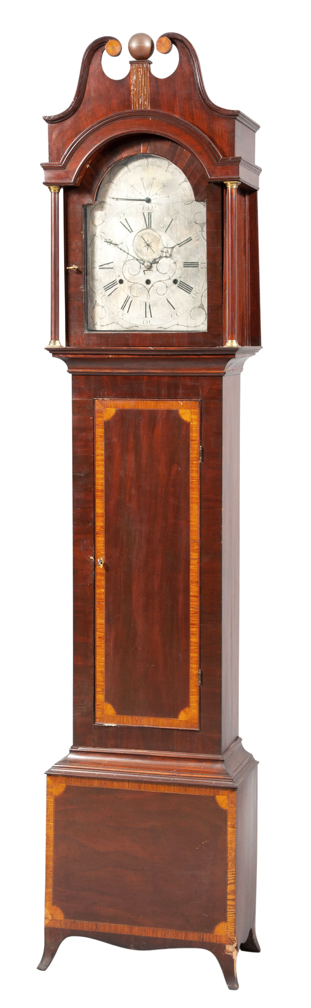 Lot image - Federal Inlaid Mahogany Musical Tall Case Clock