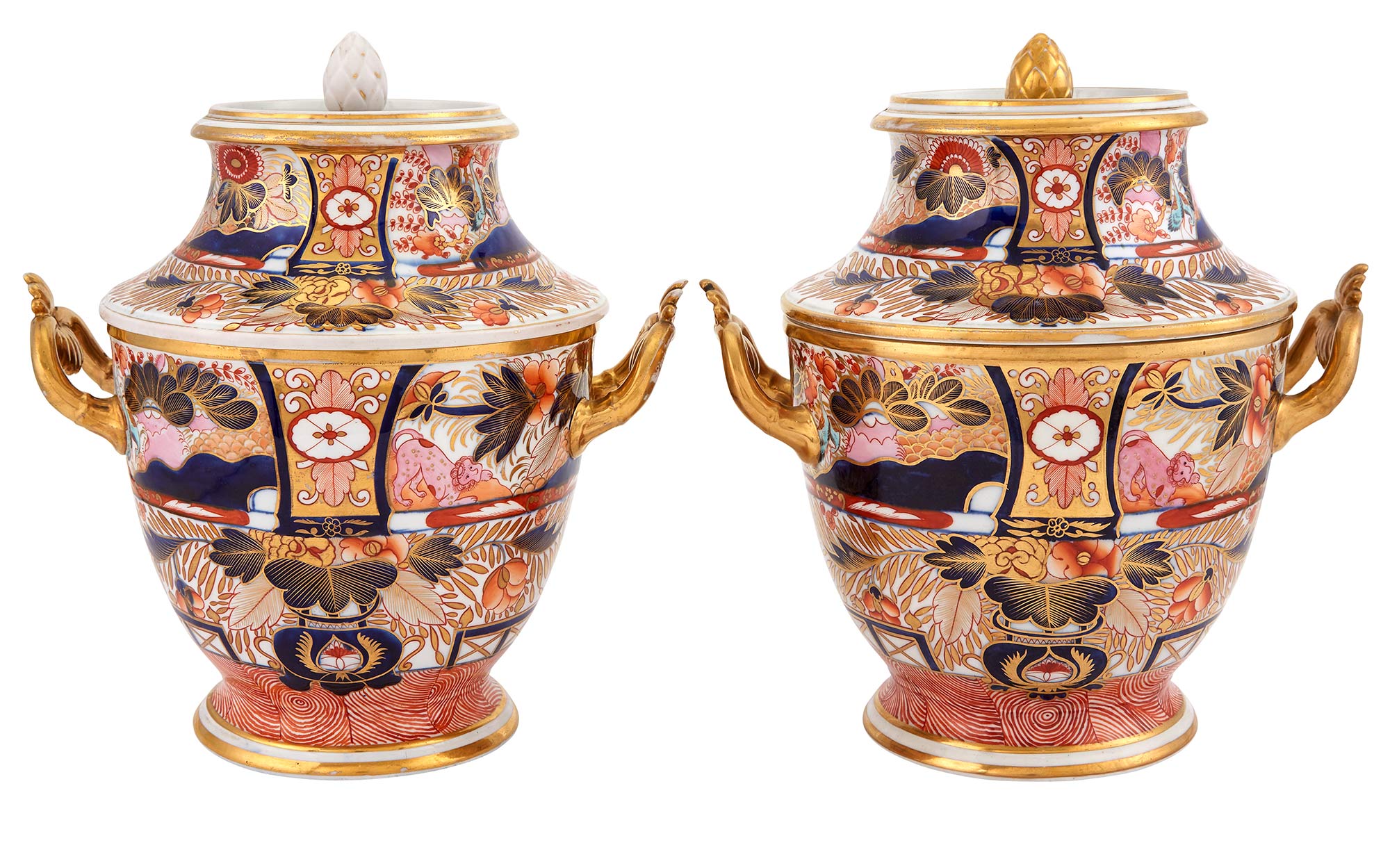 Lot image - Assembled Pair of Imari Palette Porcelain Fruit Coolers