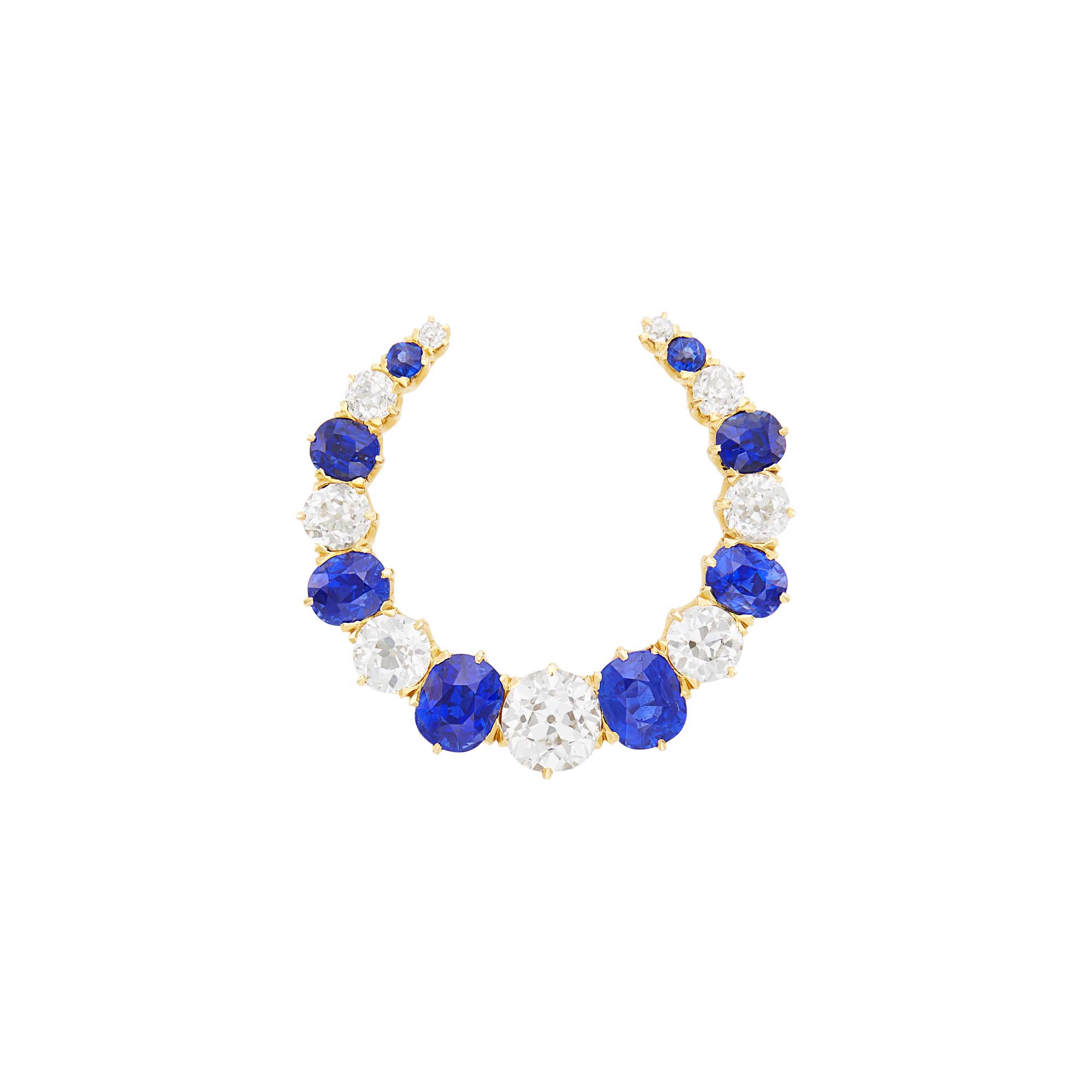 Lot image - Antique Gold, Sapphire and Diamond Horseshoe Brooch