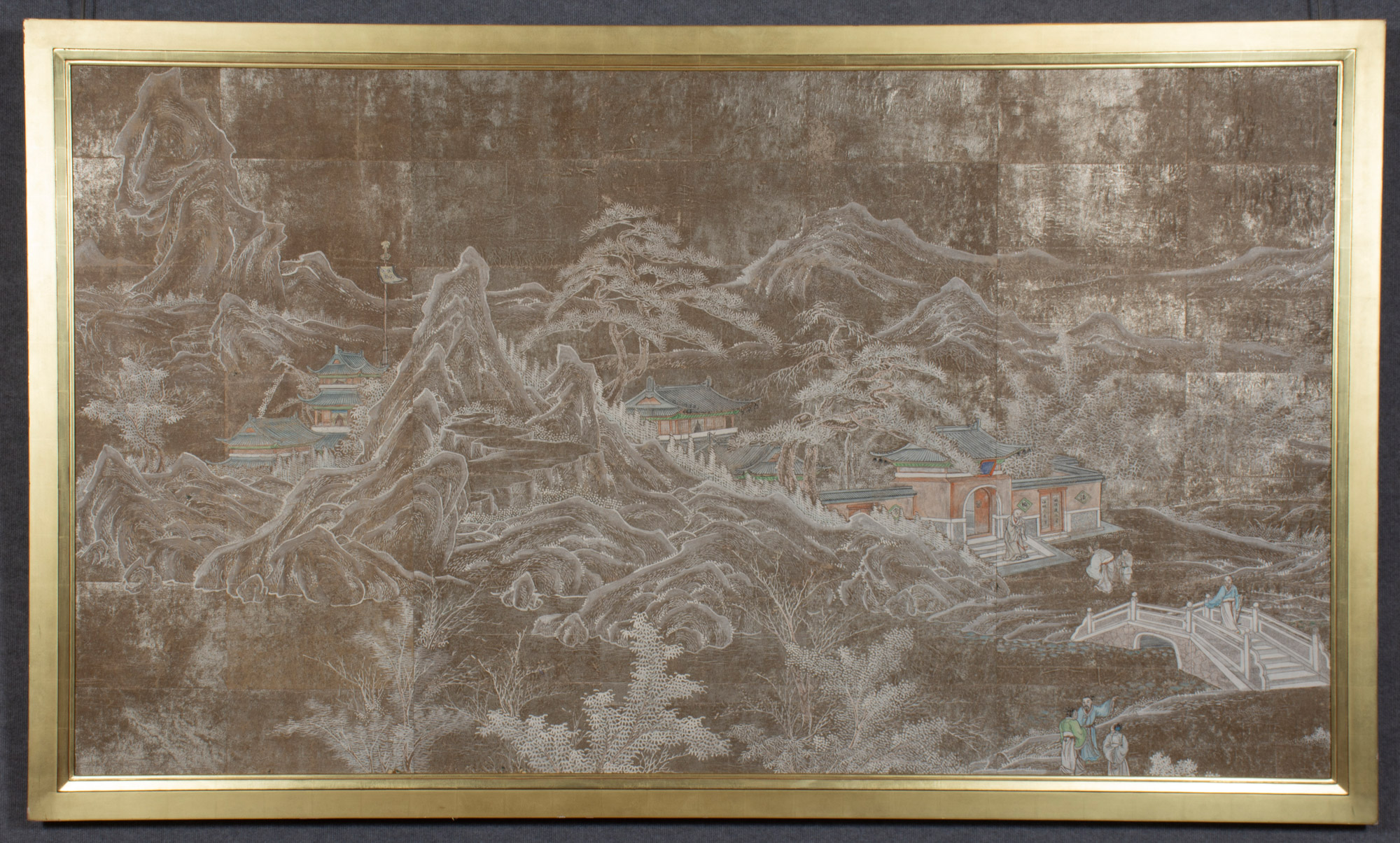 Lot image - Chinese Silvered and Polychrome Painted Panel