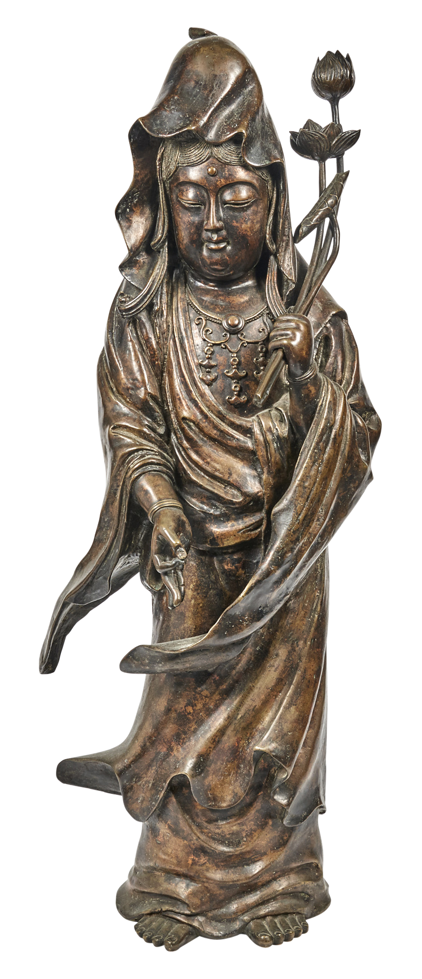 Lot image - A large Japanese Bronze Figure of Kannon
