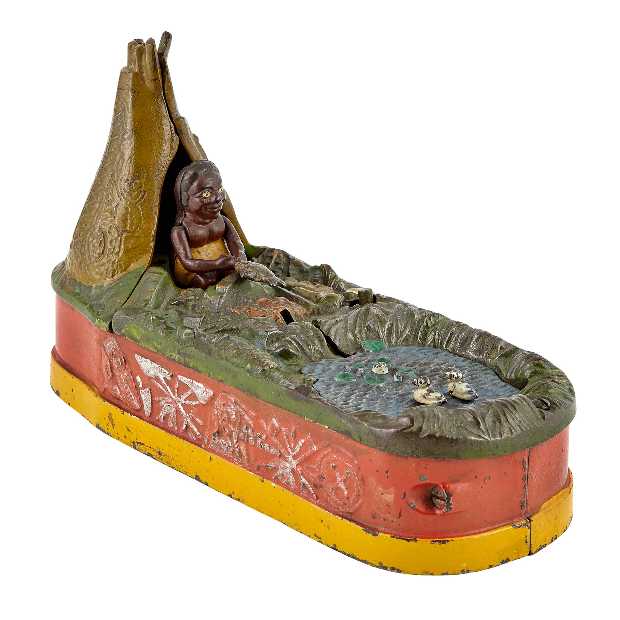 Lot image - Chief Big Moon Cast Iron Mechanical Bank