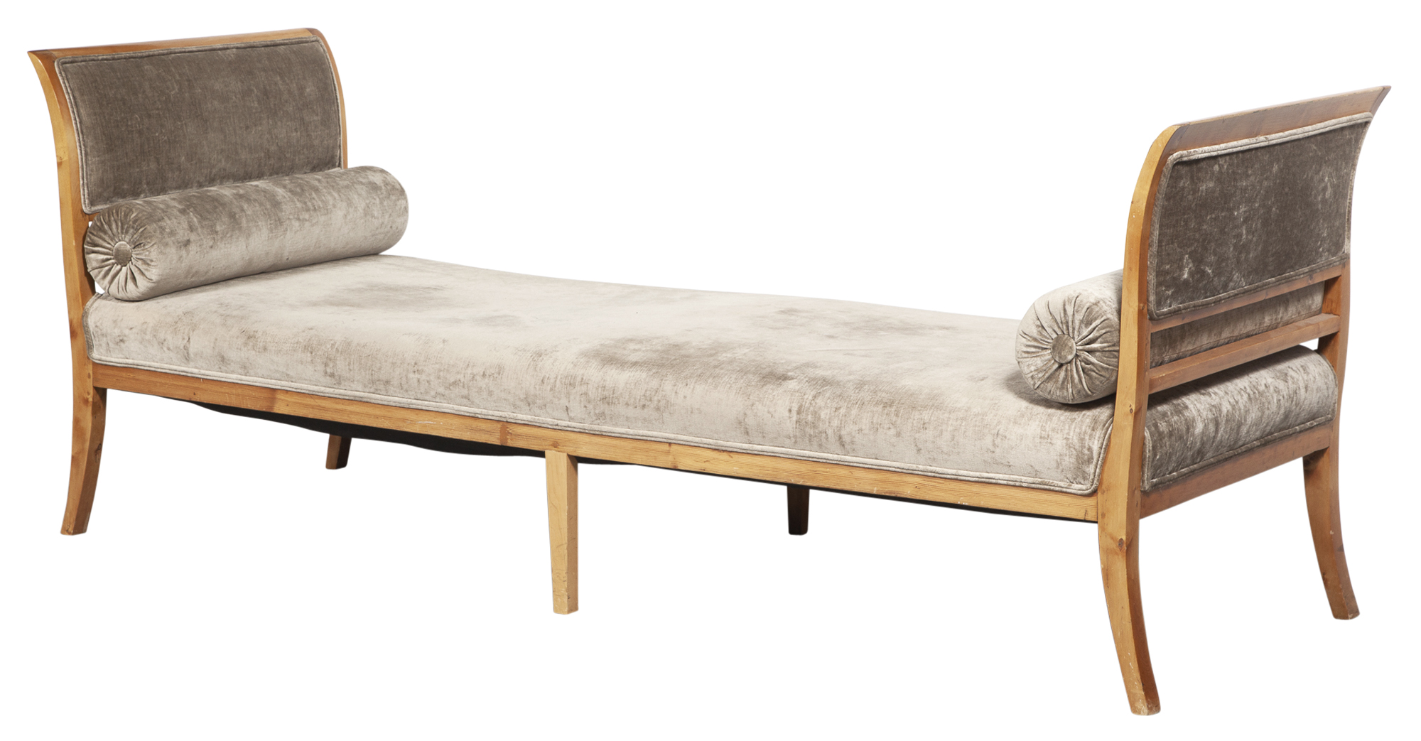 Lot image - Biedermeier Velvet-Upholstered Fruitwood Daybed