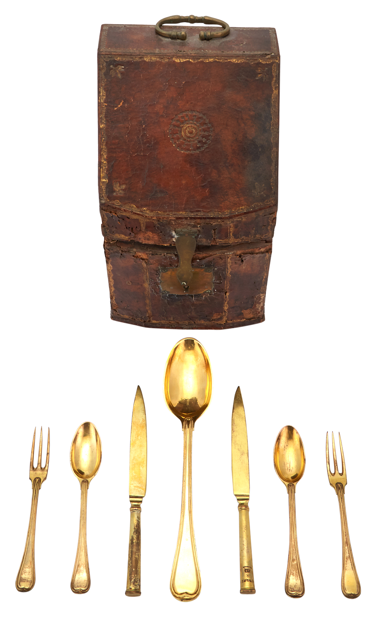 Lot image - Continental Cased Gilt Metal Dessert Service