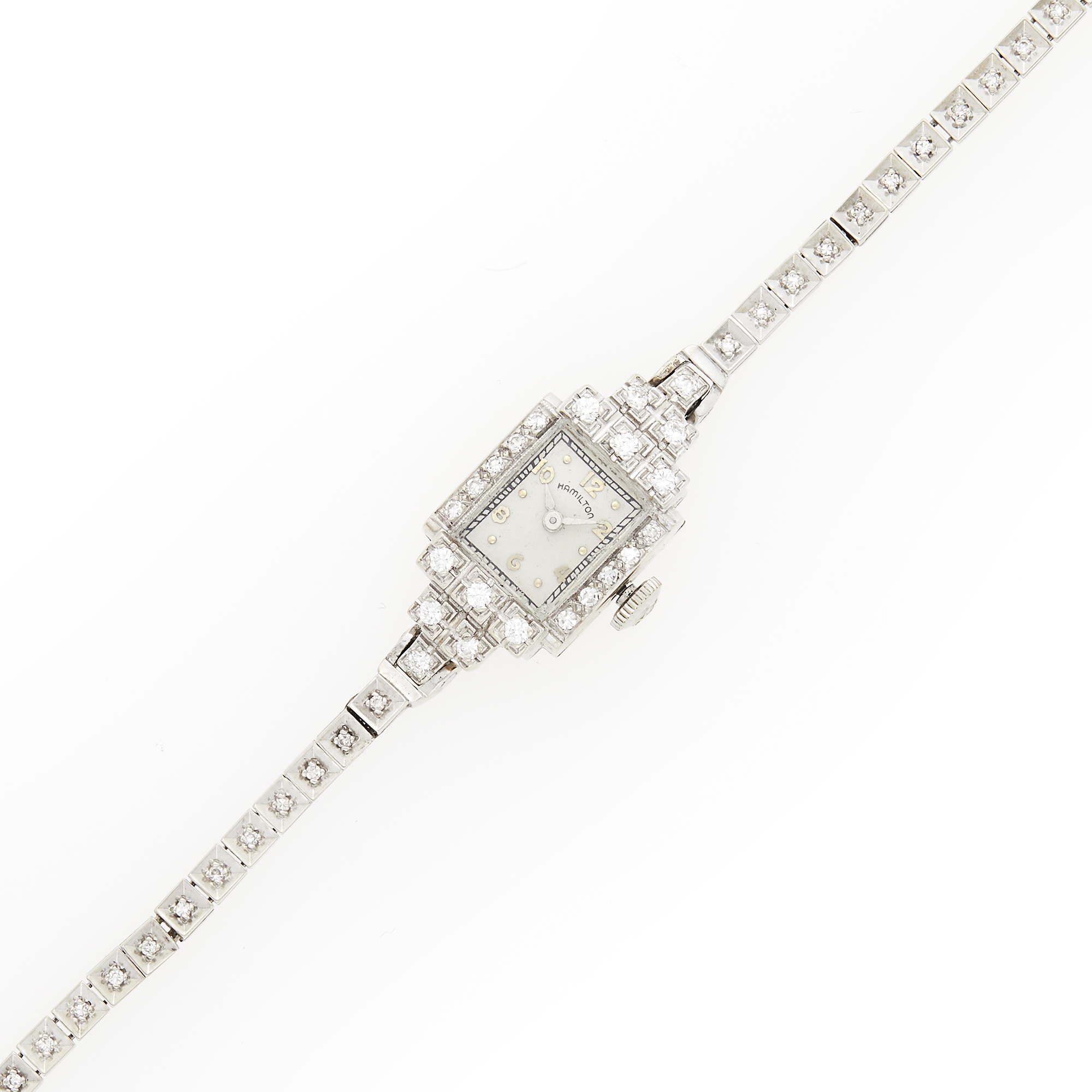 Lot image - Hamilton White Gold and Diamond Wristwatch