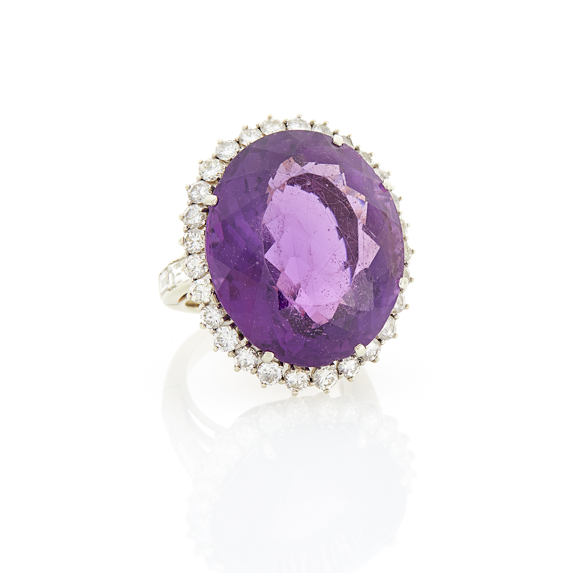 Lot image - White Gold, Amethyst and Diamond Ring