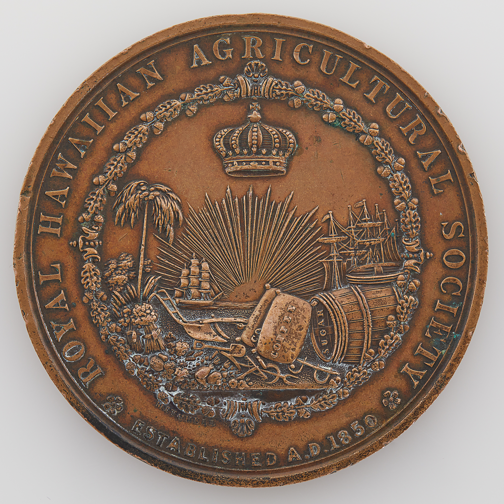 Lot image - Royal Hawaiian 1850 Agricultural Society Medal