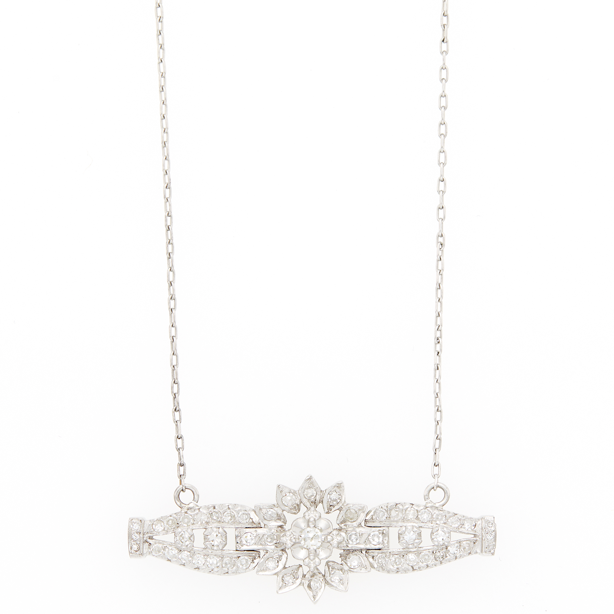 Lot image - White Gold and Diamond Pendant Necklace