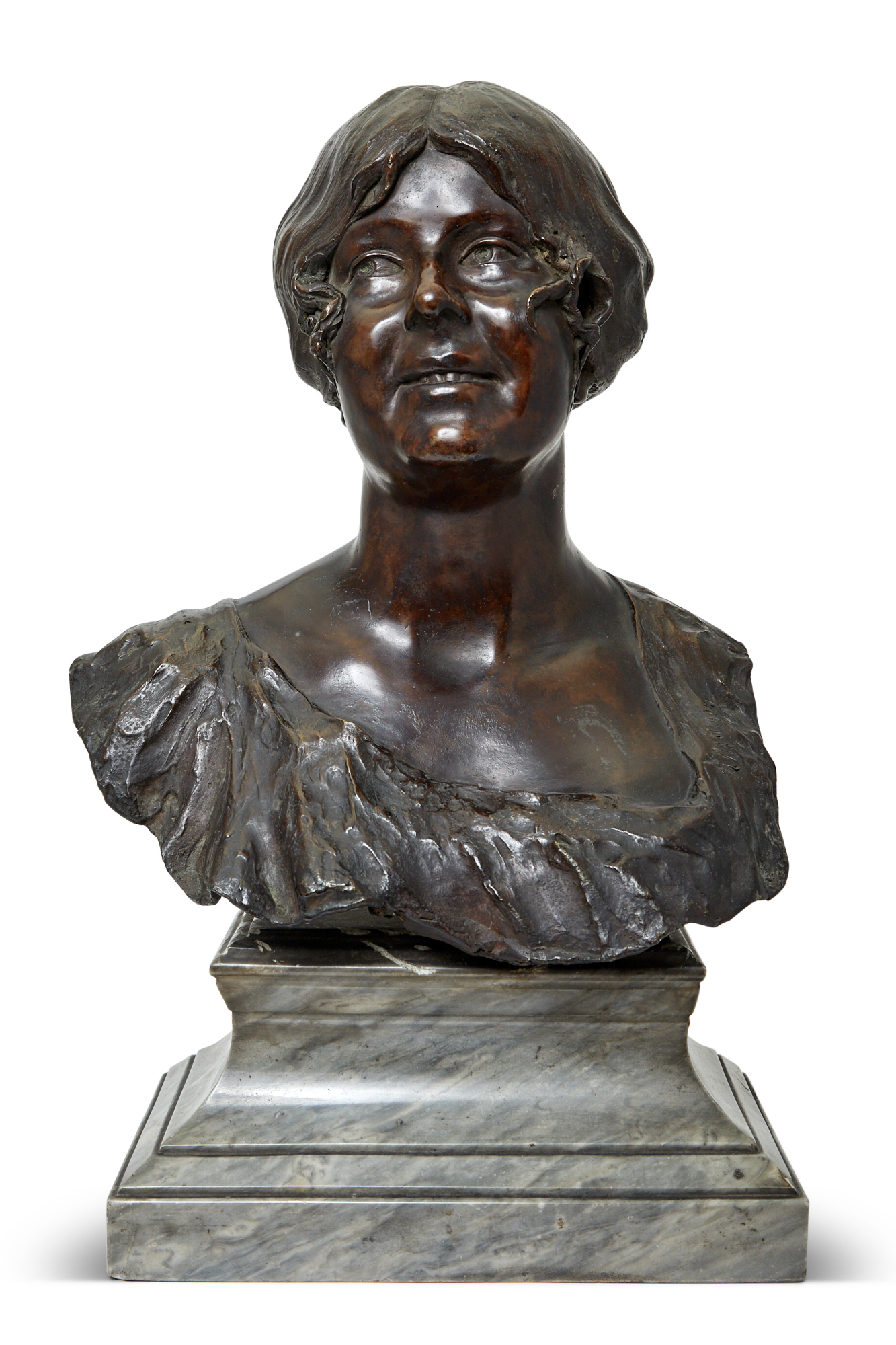 Lot image - Raffaele Marino Bronze Bust of a Woman