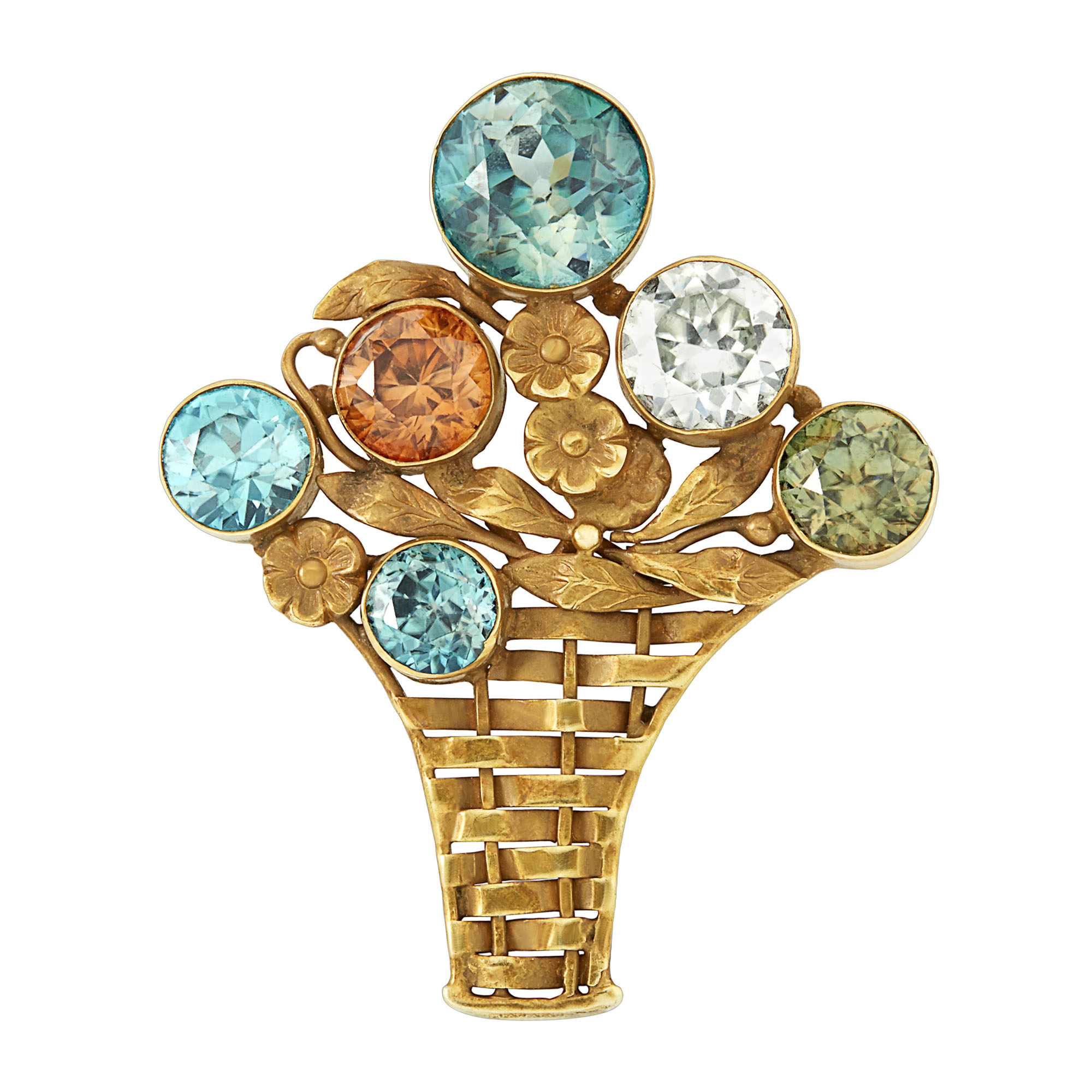 Lot image - Antique Gold and Zircon Brooch