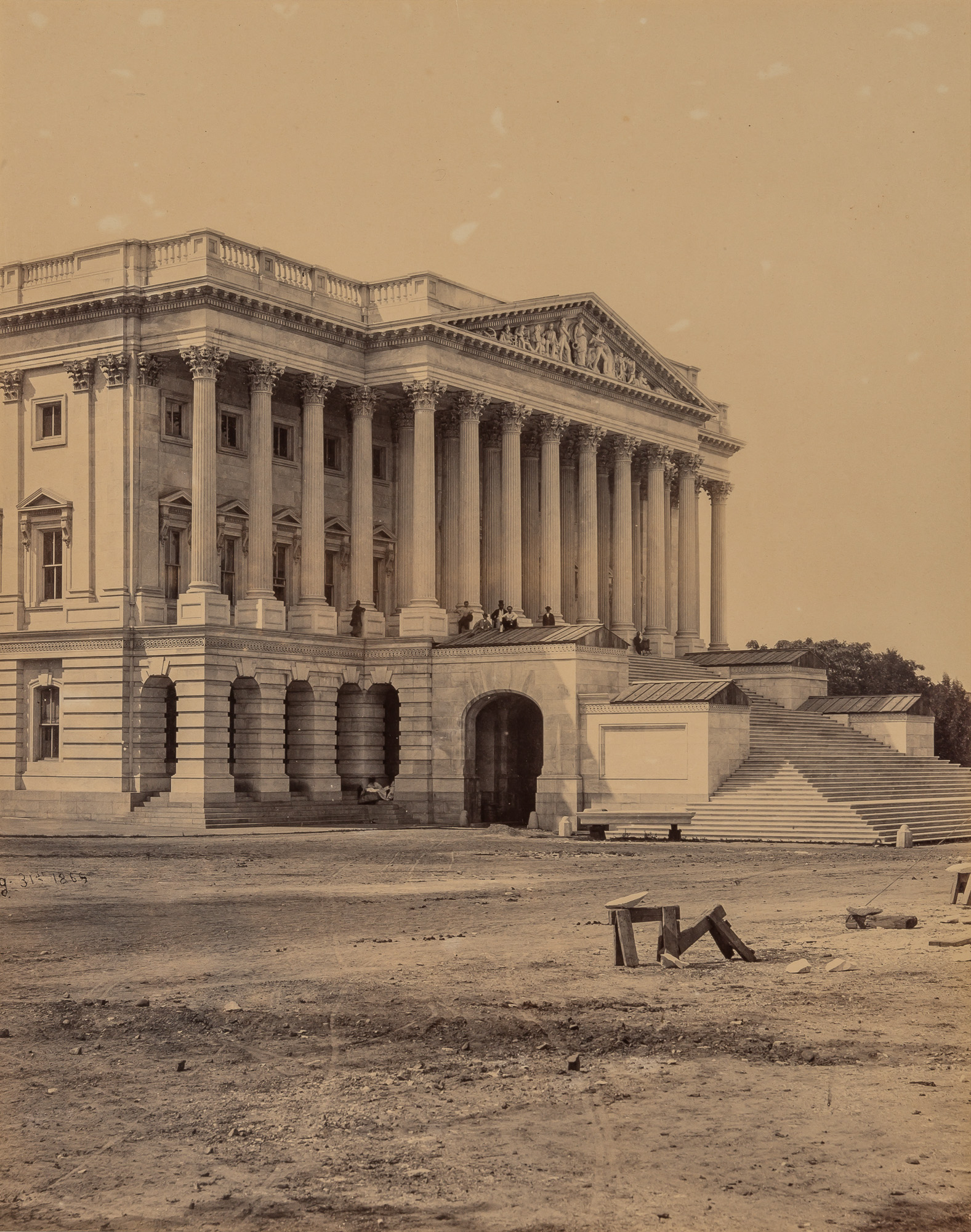 Lot image - GARDNER, ALEXANDER [attrib.] (1821-1882)  [The newly completed East Front of the Capitol Building],