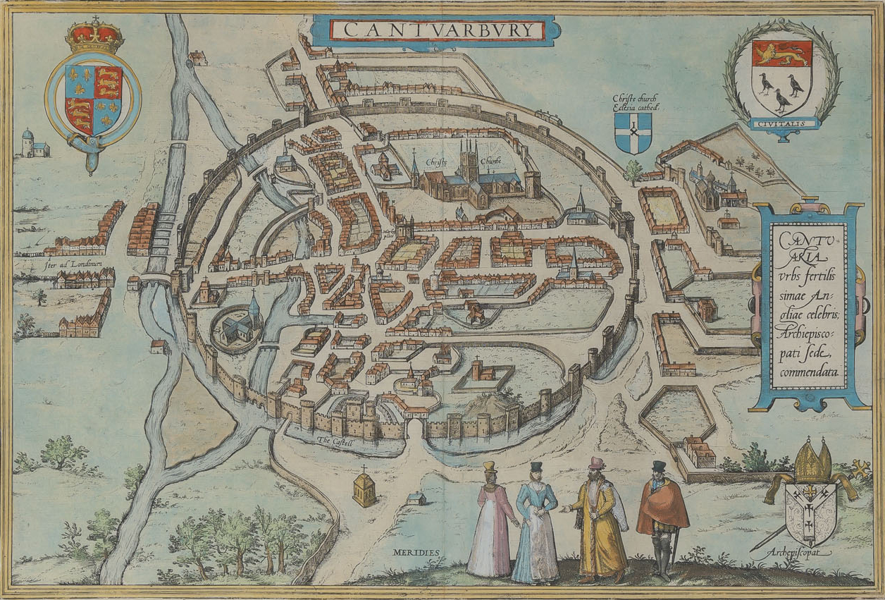 Lot image - [MAP - CANTERBURY]  BRAUN AND HOGENBERG. Cantuarbury.
