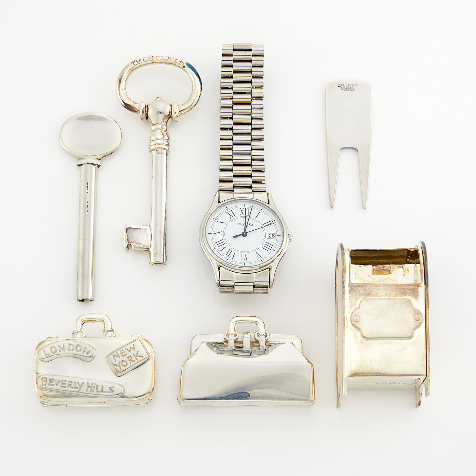 Lot image - Group of Silver Accessories and Stainless Steel, Tiffany & Co.