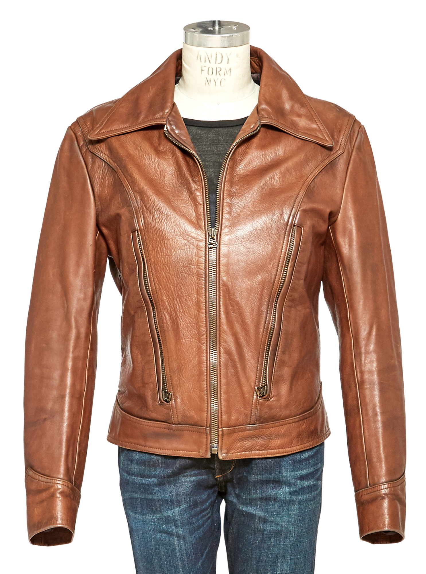 Lot image - HUGH JACKMAN  Brown leather jacket worn as Wolverine in X-Men: Days of Future Past.