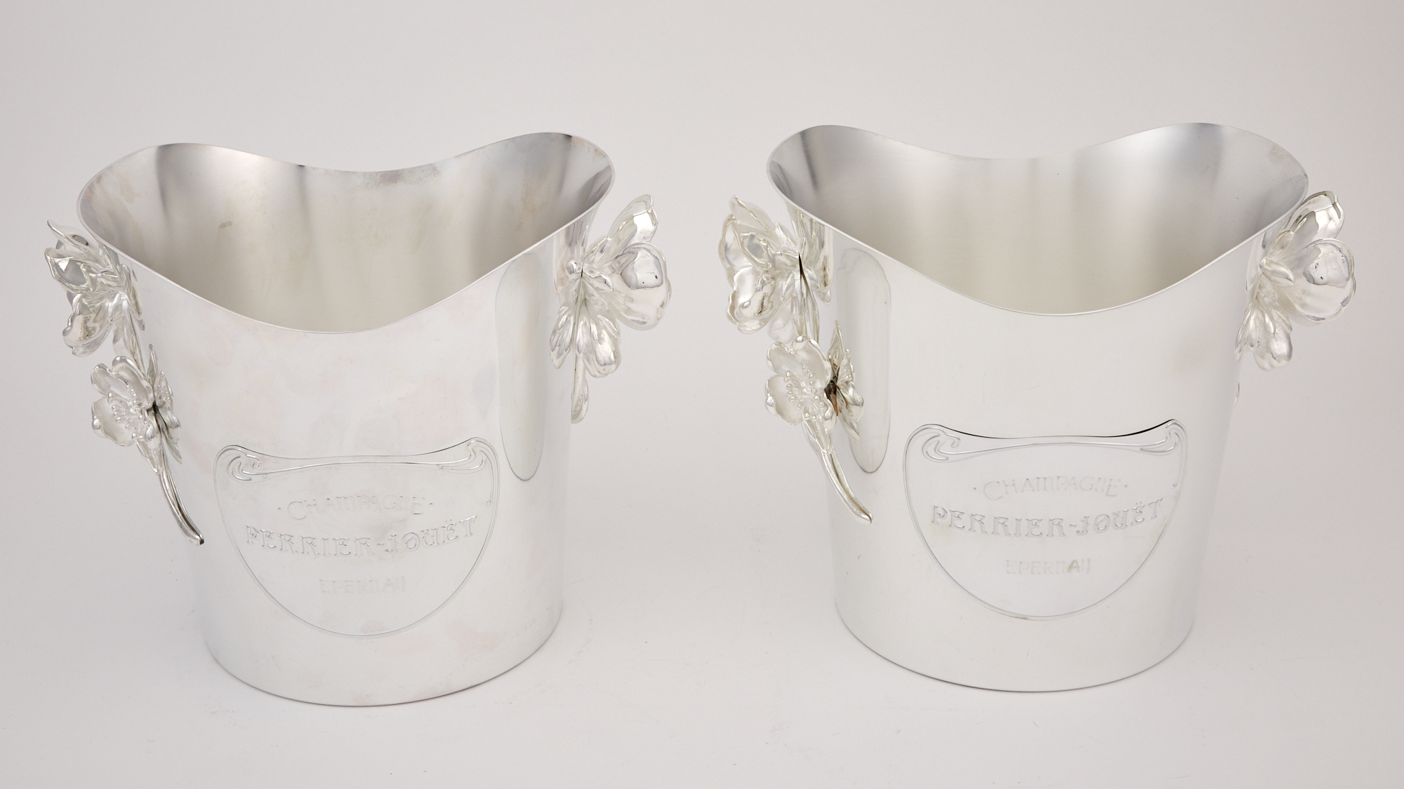 Lot image - Pair of Christofle Silver Plated Art Nouveau Style Perrier Jouet