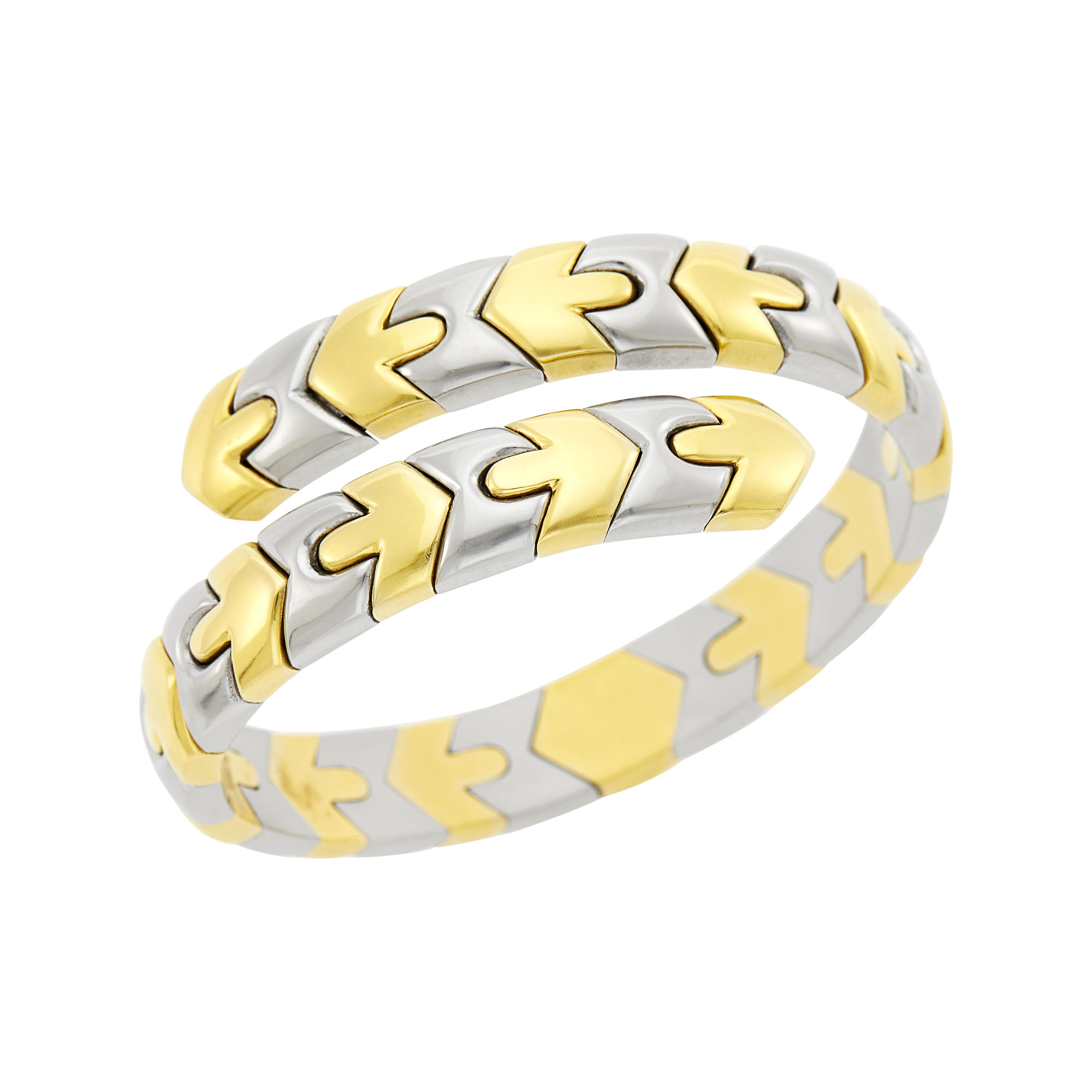 Lot image - Bulgari Gold and Stainless Steel Crossover Bracelet