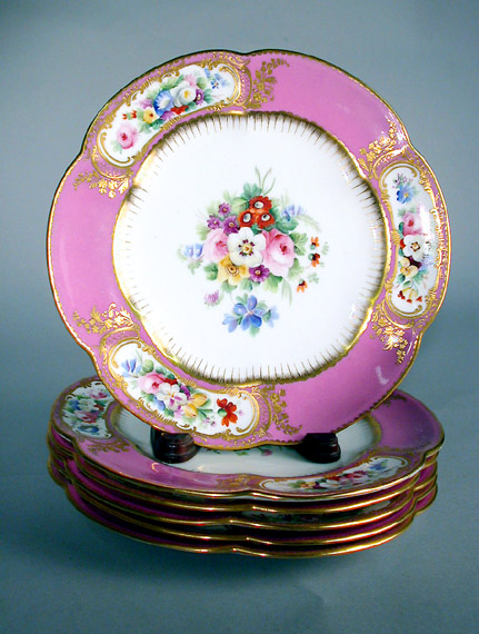 Lot image - Set of Six Victorian Porcelain Dessert Plates