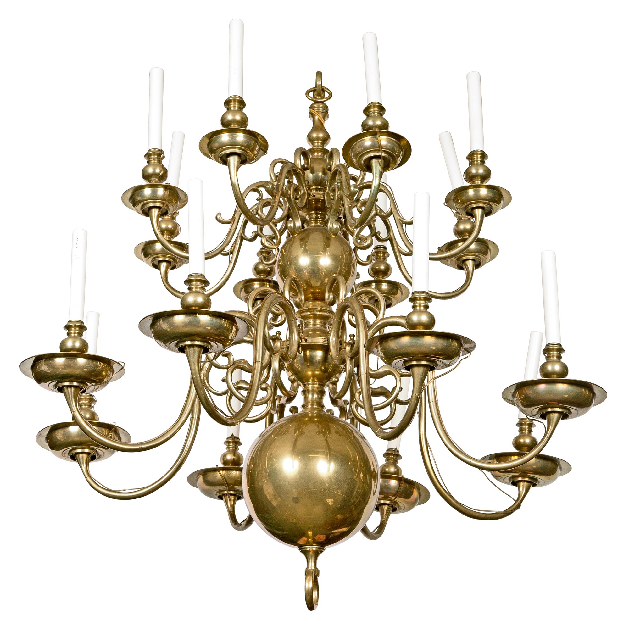Lot image - Dutch Baroque Brass Sixteen-Light Chandelier