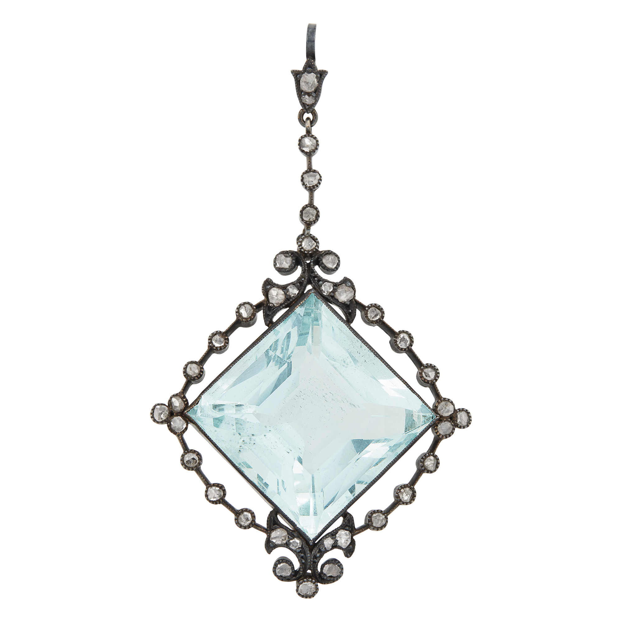 Lot image - Antique Silver, Aquamarine and Diamond Pendant