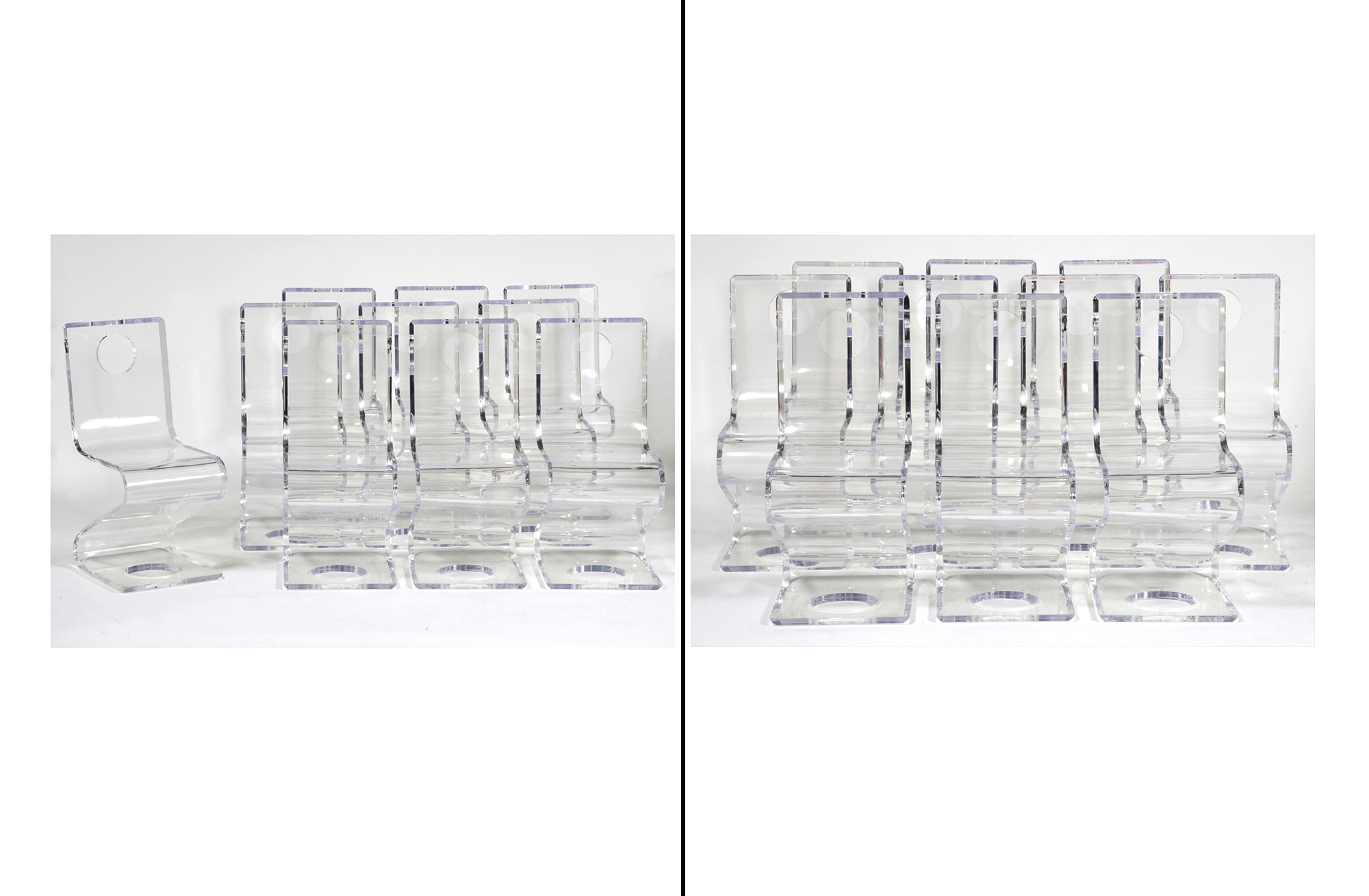 Lot image - Set of Twenty Acrylic Z-Form Dining Chairs