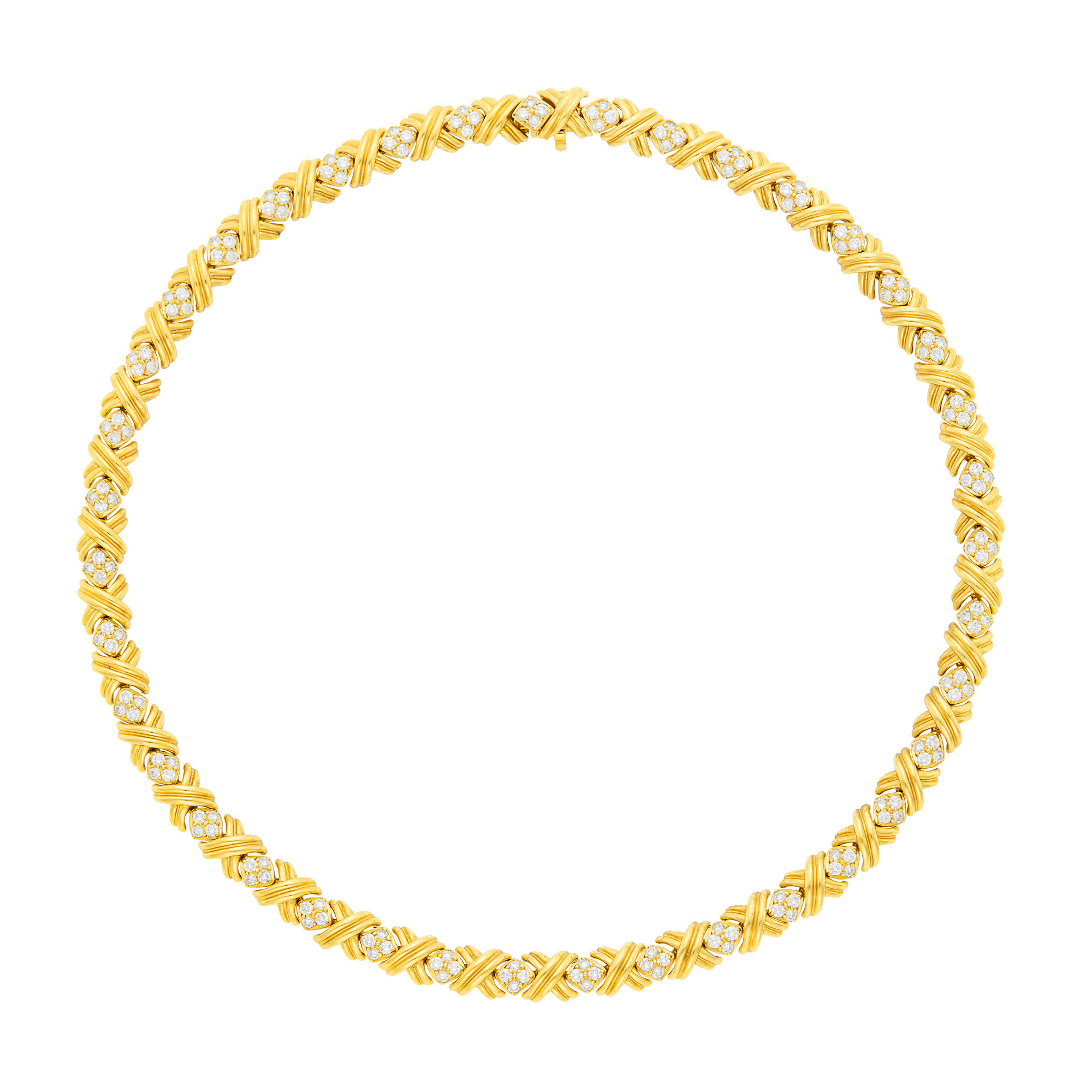 Lot image - Tiffany & Co. Gold and Diamond X Necklace
