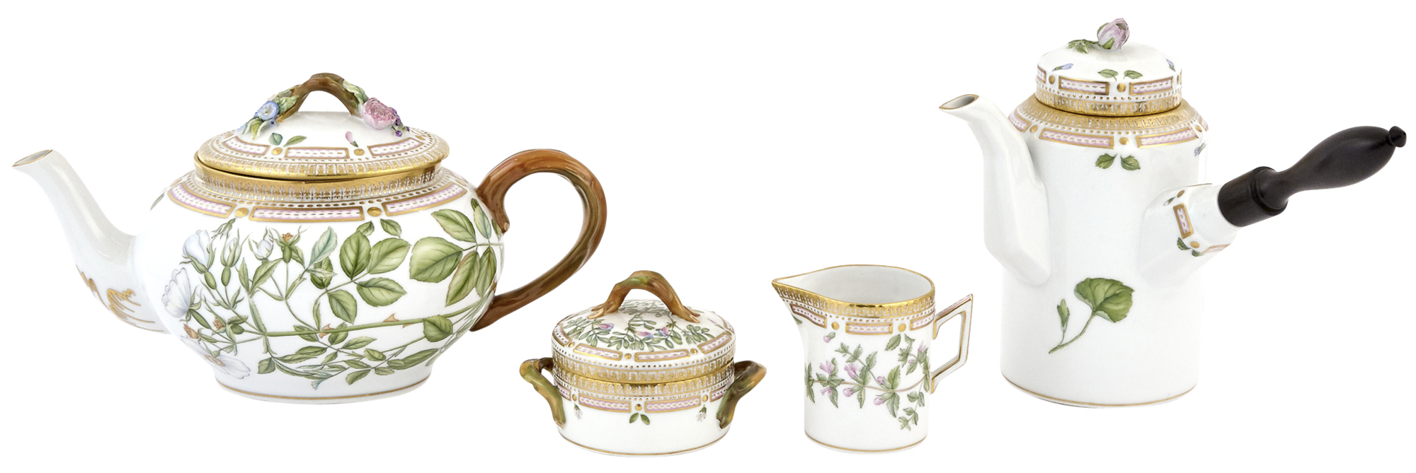 Lot image - Royal Copenhagen Porcelain Flora Danica Part Tea Service