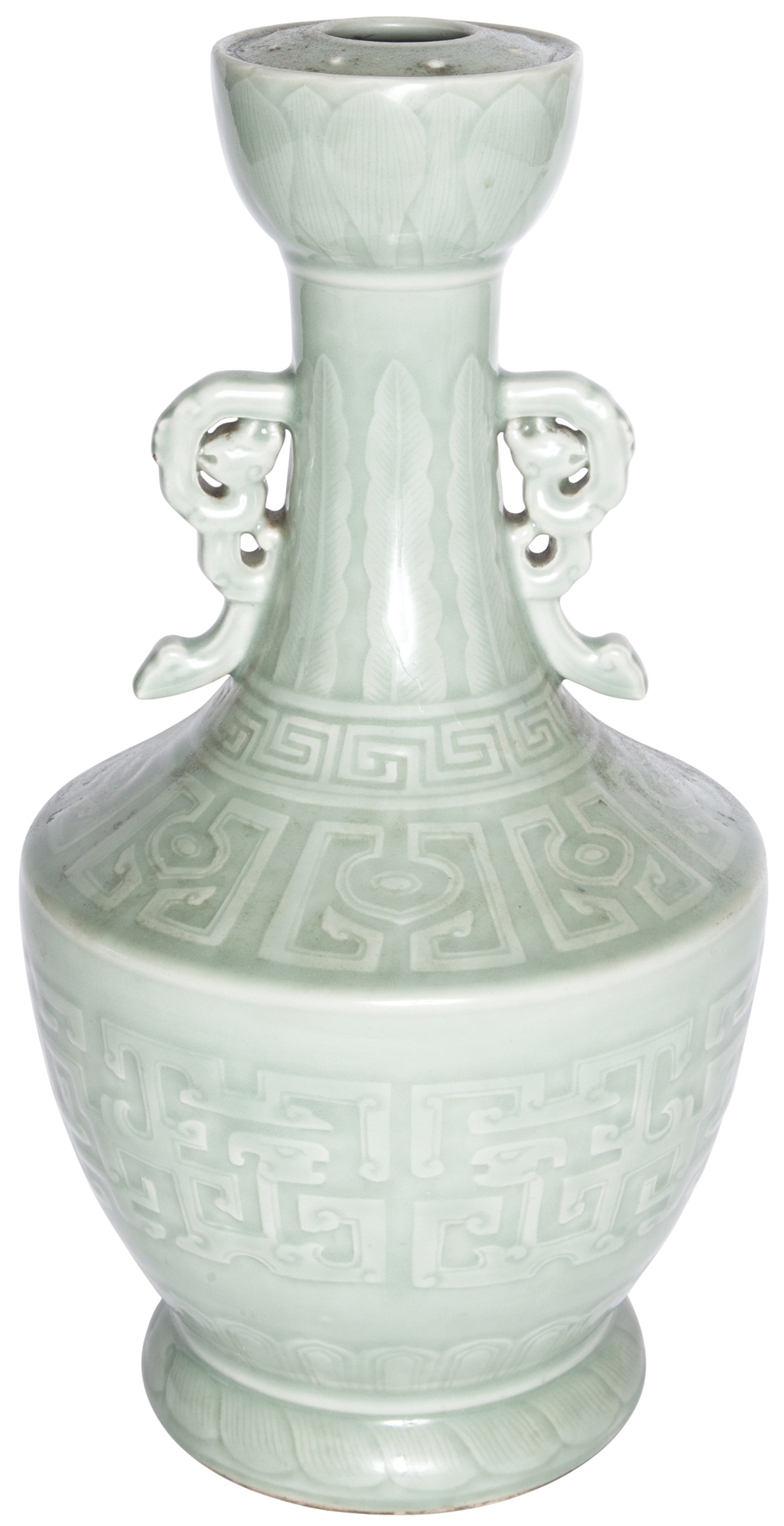 Lot image - A Fine Chinese Celadon Glazed Twin-Handed Lotus