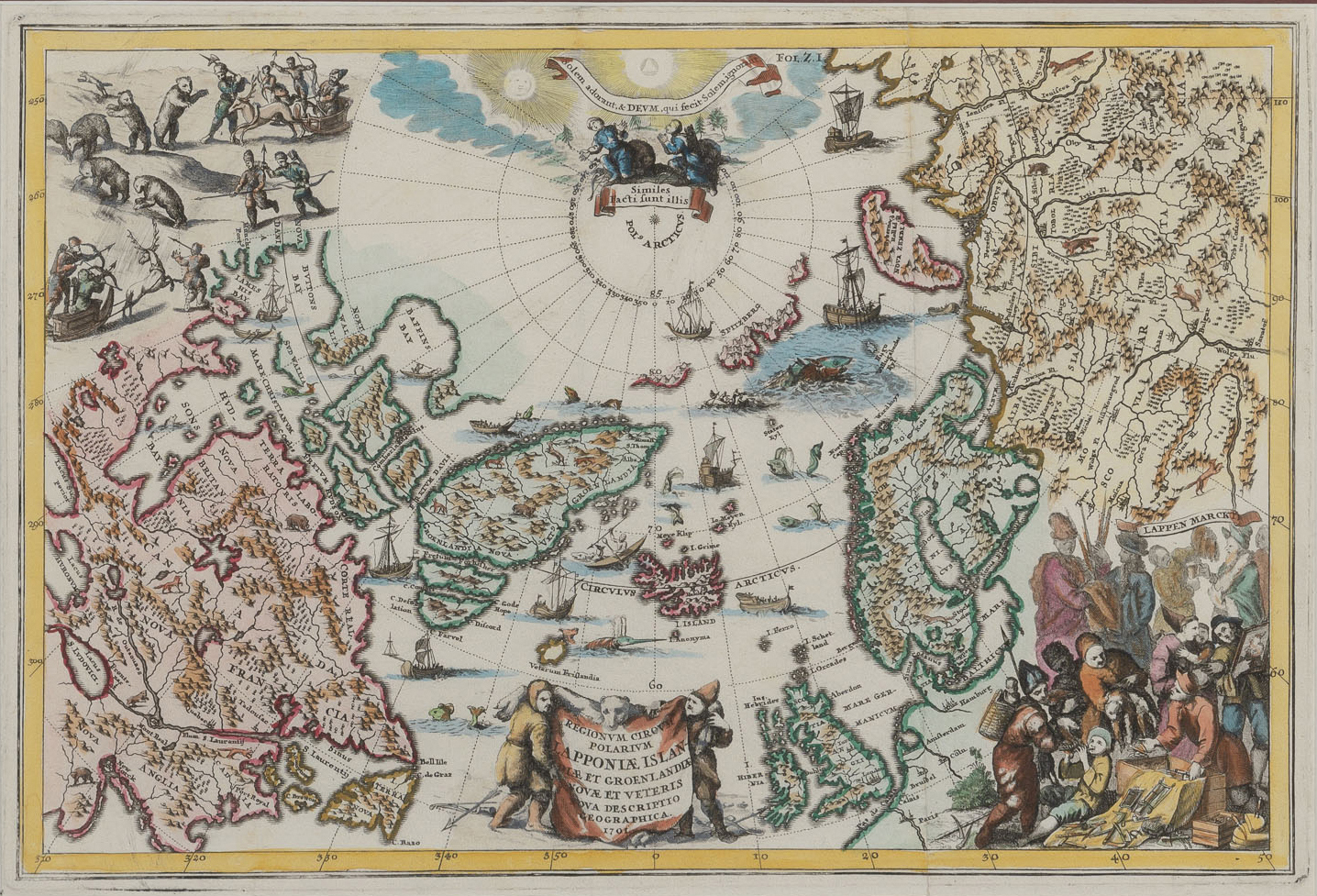 Lot image - [MAP - POLAR]  SCHERER, HEINRICH. Regionum Circum Polarium Lapponiae Islandiae et Groenlandiae Novae et Veteris Nova Descriptio Geographia.