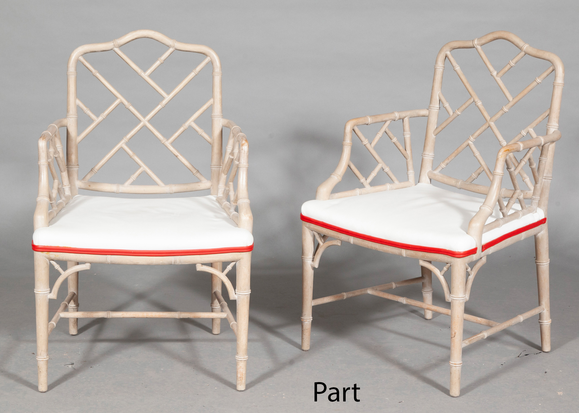 Lot image - Set of Four Painted Faux Bamboo Armchairs