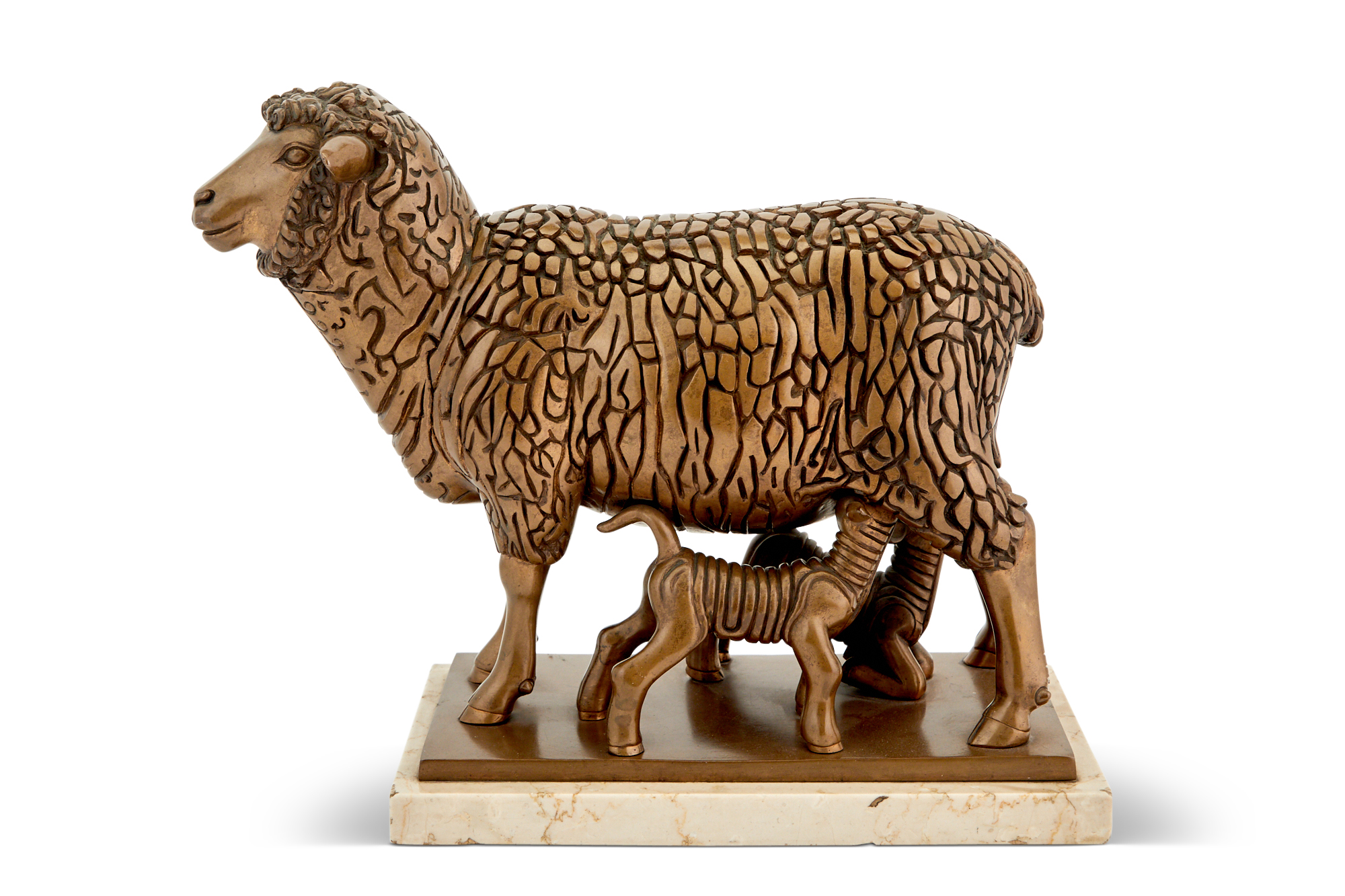 Lot image - Lawrence Tenney Stevens Gilt Bronze Ewe with Lamb