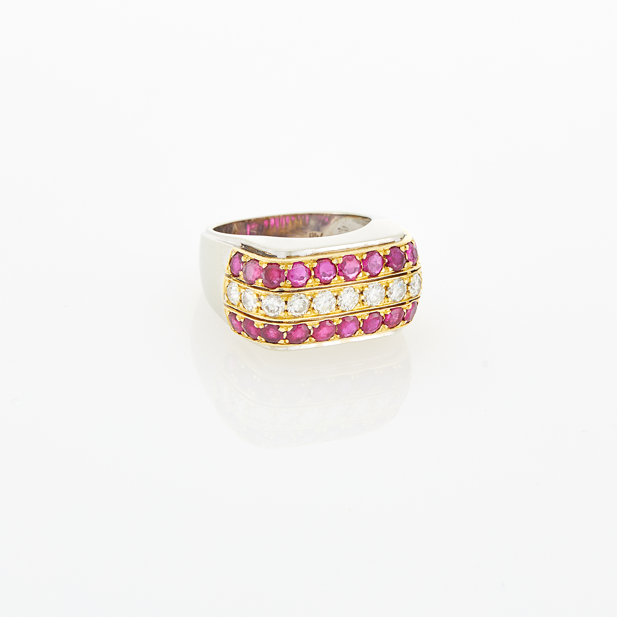 Lot image - Gold, White Gold, Ruby and Diamond Ring