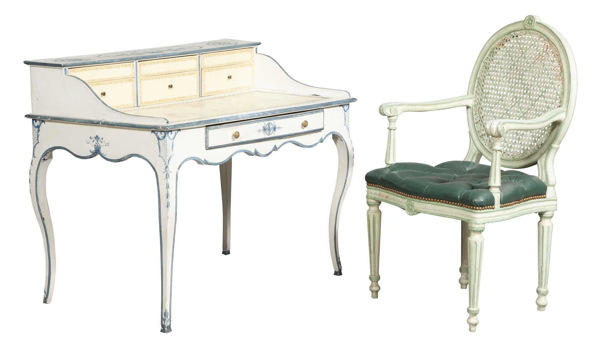 Lot image - Louis XV Style Painted Writing Table