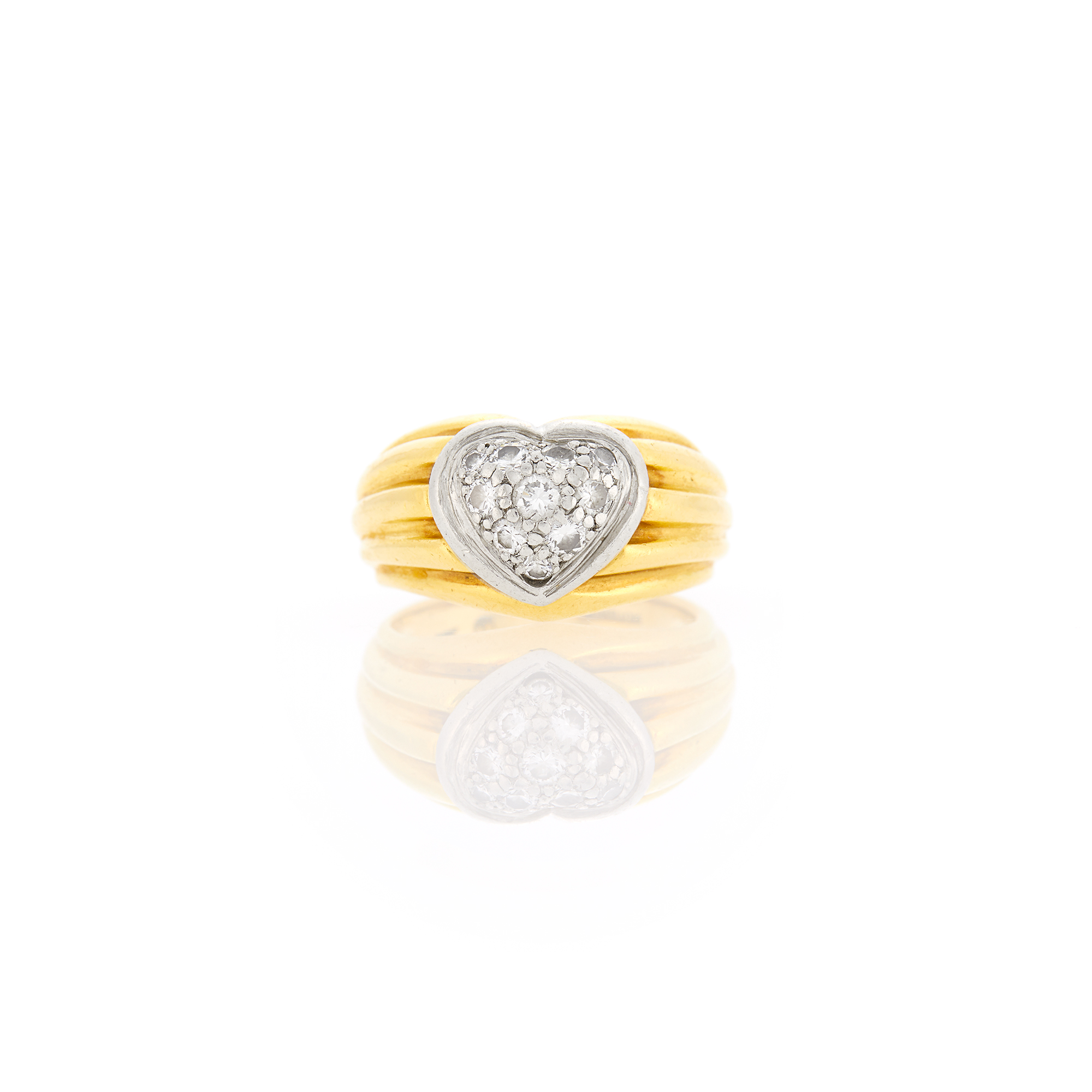 Lot image - Harry Winston Two-Color Gold and Diamond Heart Ring