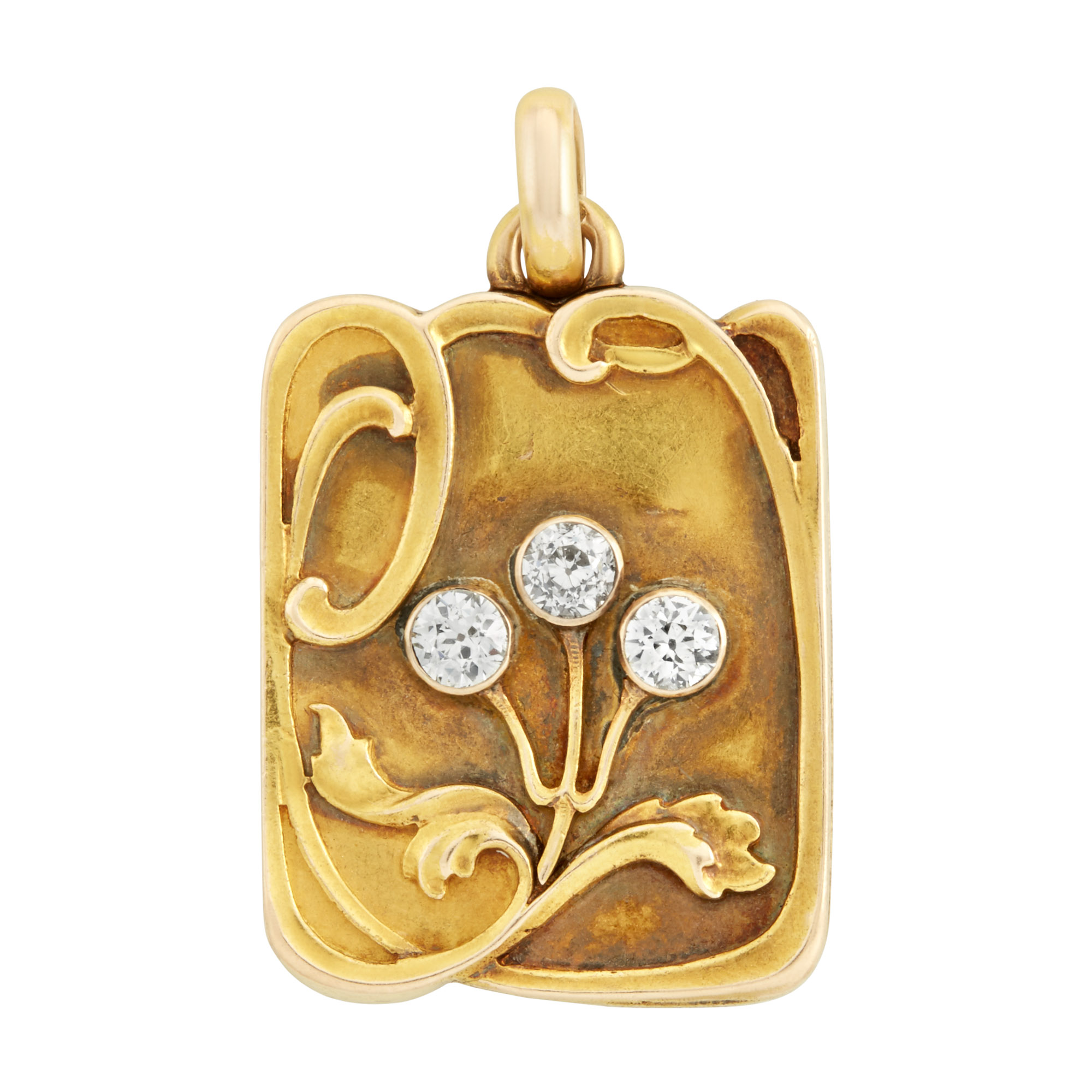 Lot image - Art Nouveau Gold and Diamond Locket