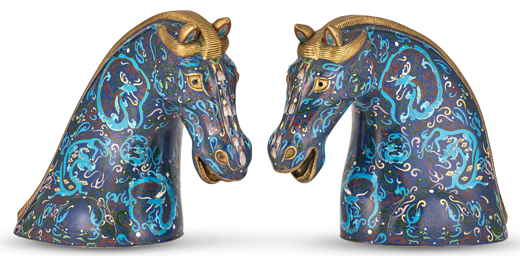Lot image - A Pair of Chinese Cloisonné Enamel Horse Heads