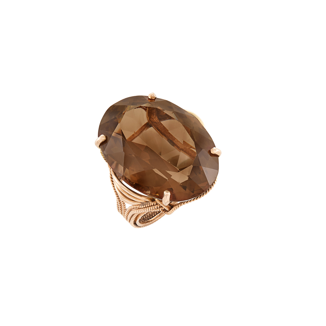 Lot image - Rose Gold and Smoky Quartz Ring