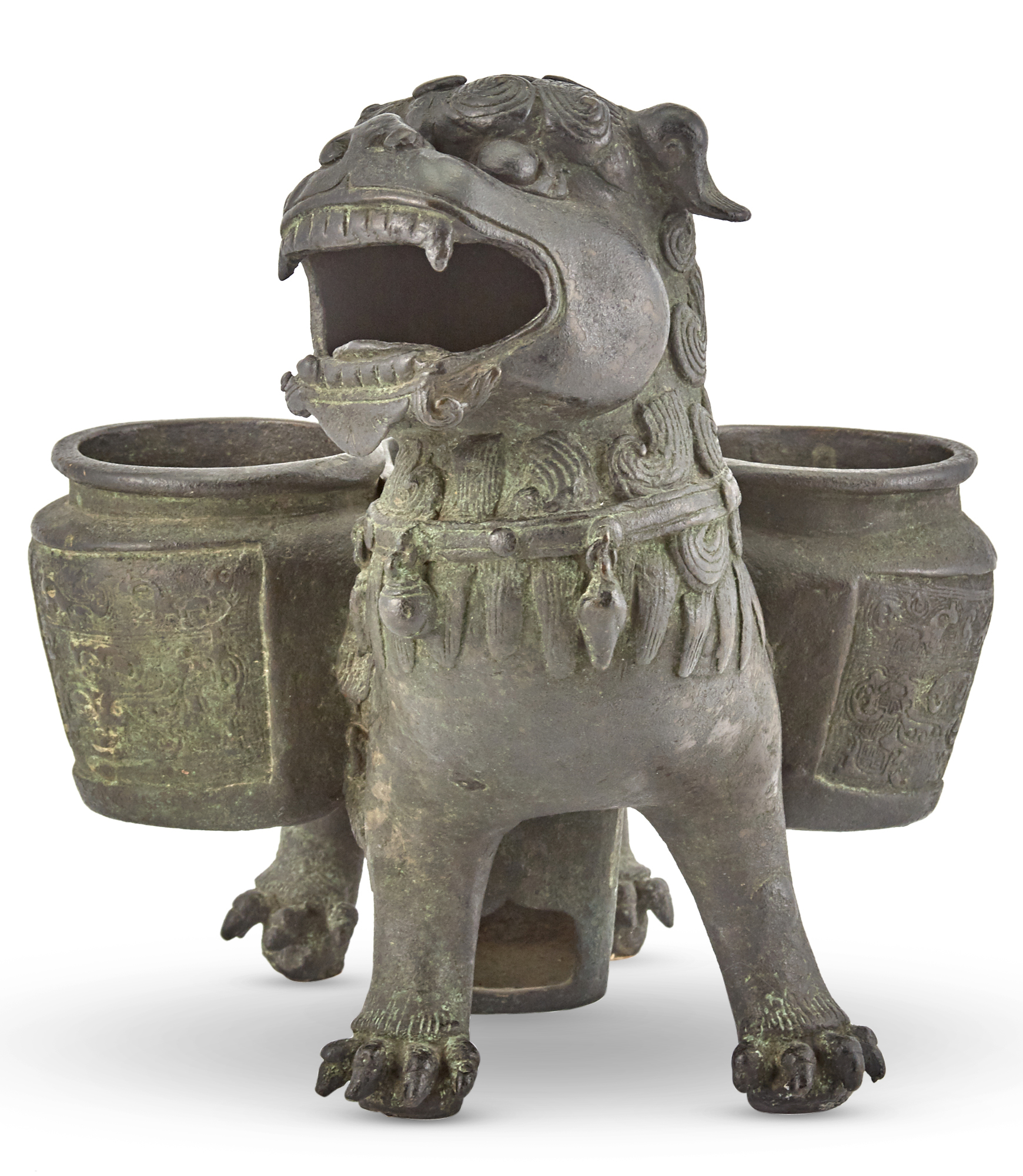 Lot image - A Chinese Cast Bronze Fu Lion Censer