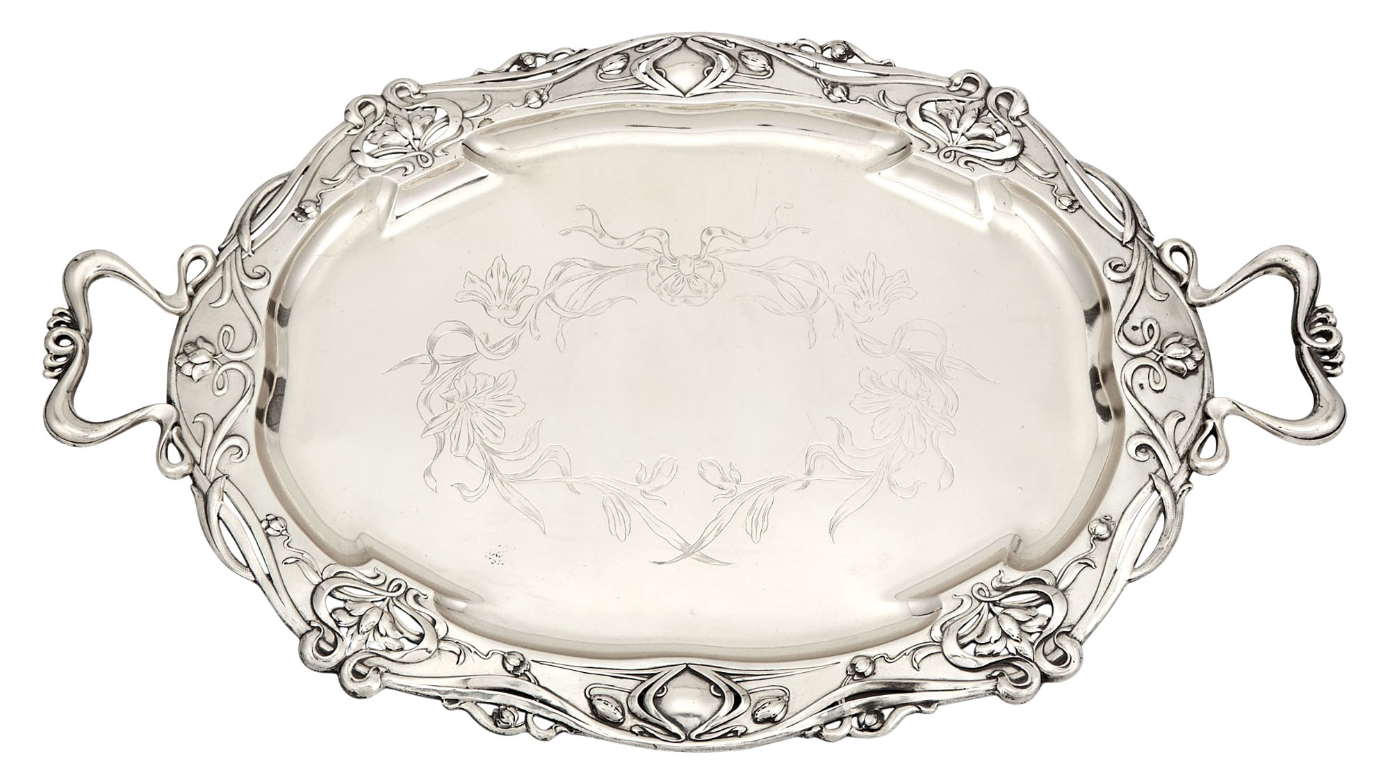 Lot image - Austrian Art Nouveau Silver Two-Handled Tray