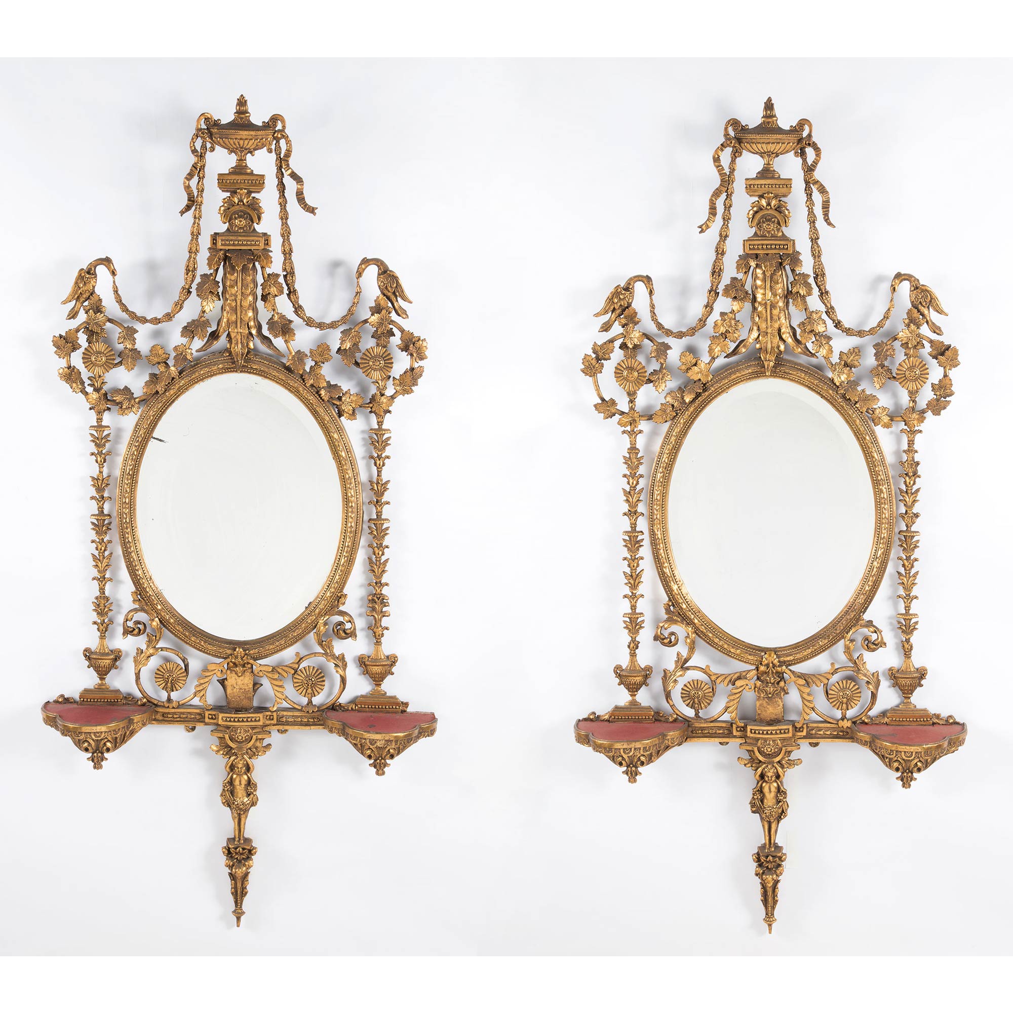 Lot image - Pair of George III Style Giltwood Girandoles