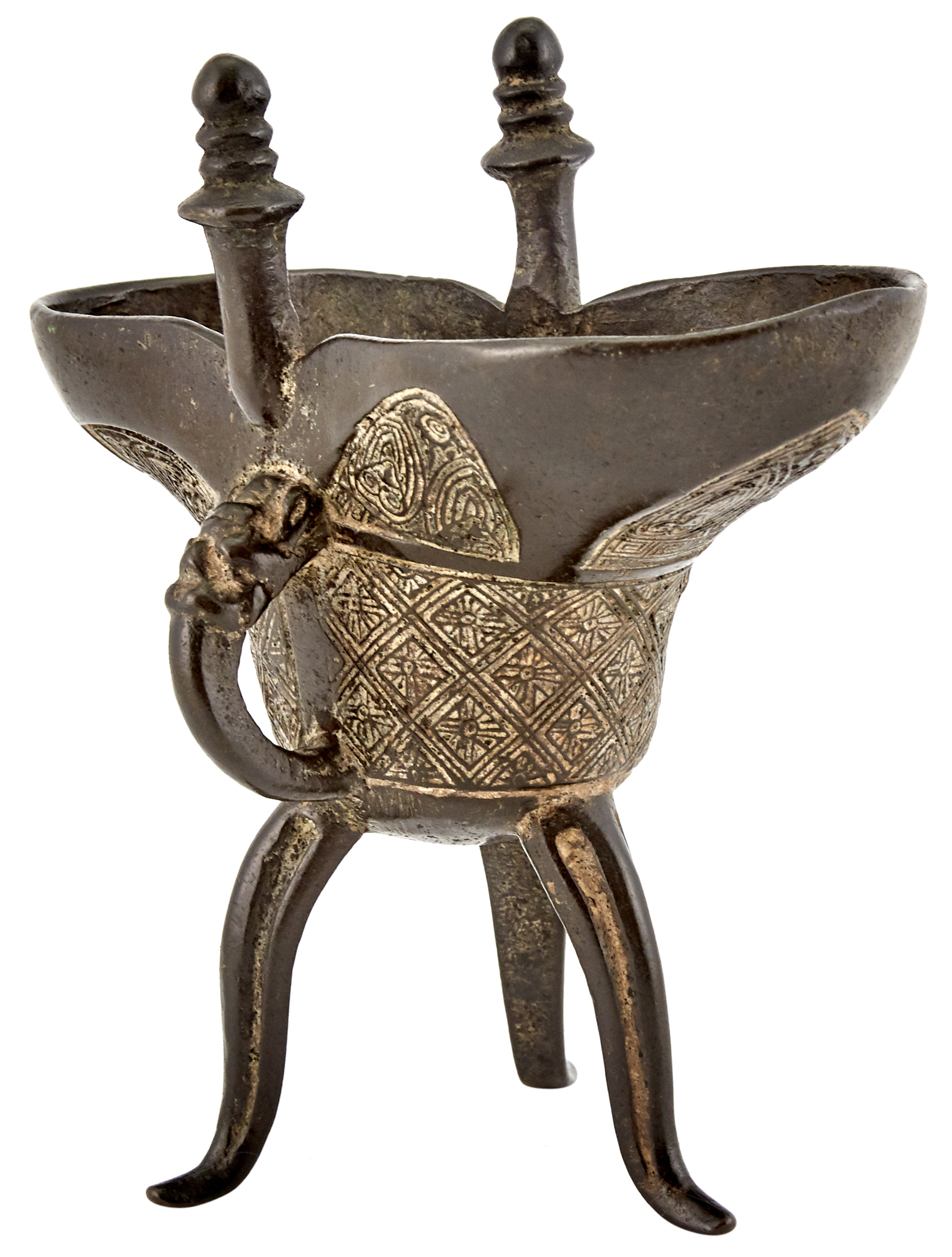 Lot image - A Chinese Bronze Jue Vessel
