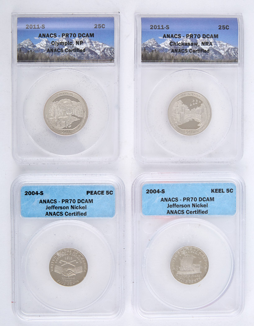 Lot image - United States Proof 70 Cameo Graded Modern Coins