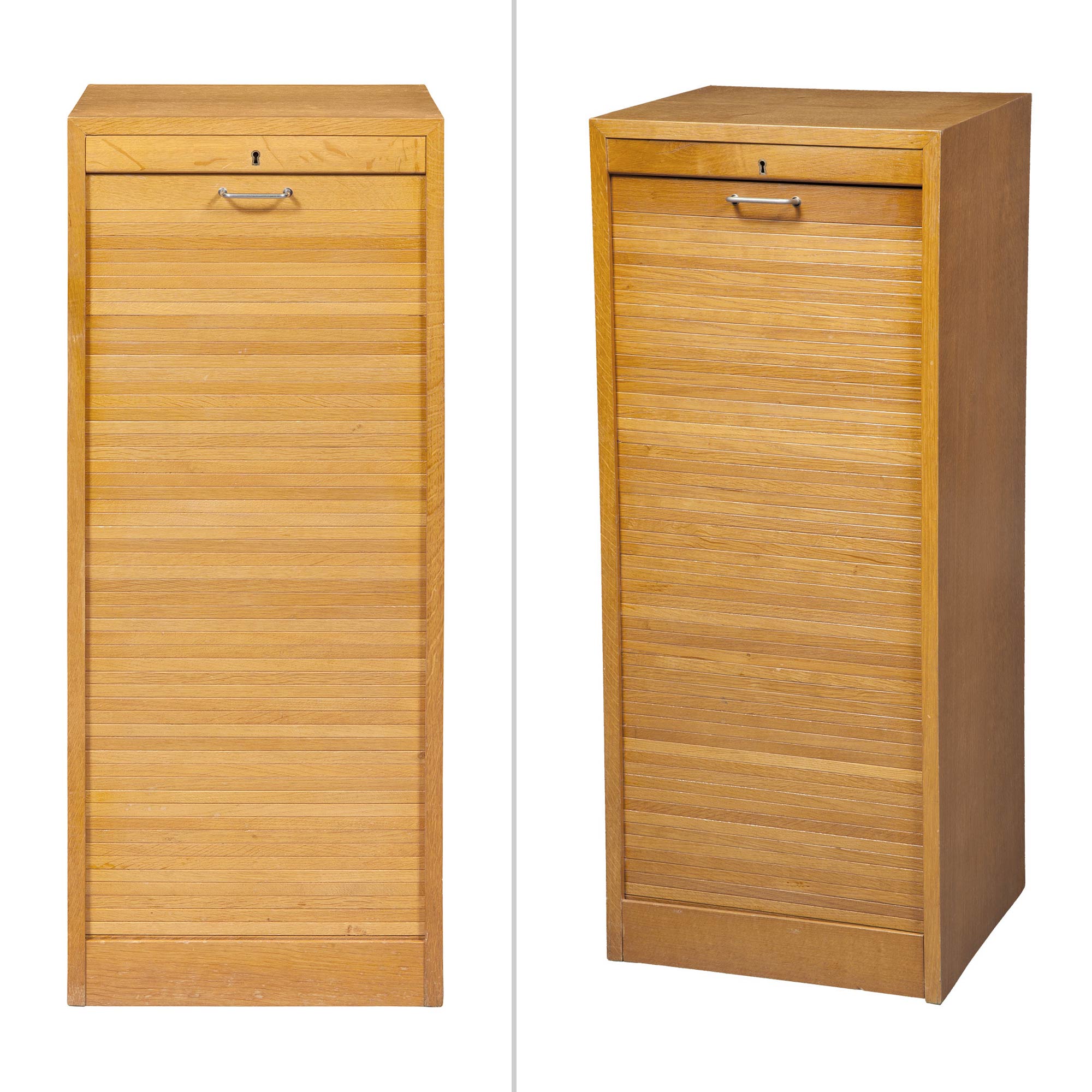 Lot image - Pair of Hans Wegner Oak and Beech Tambour Cabinets