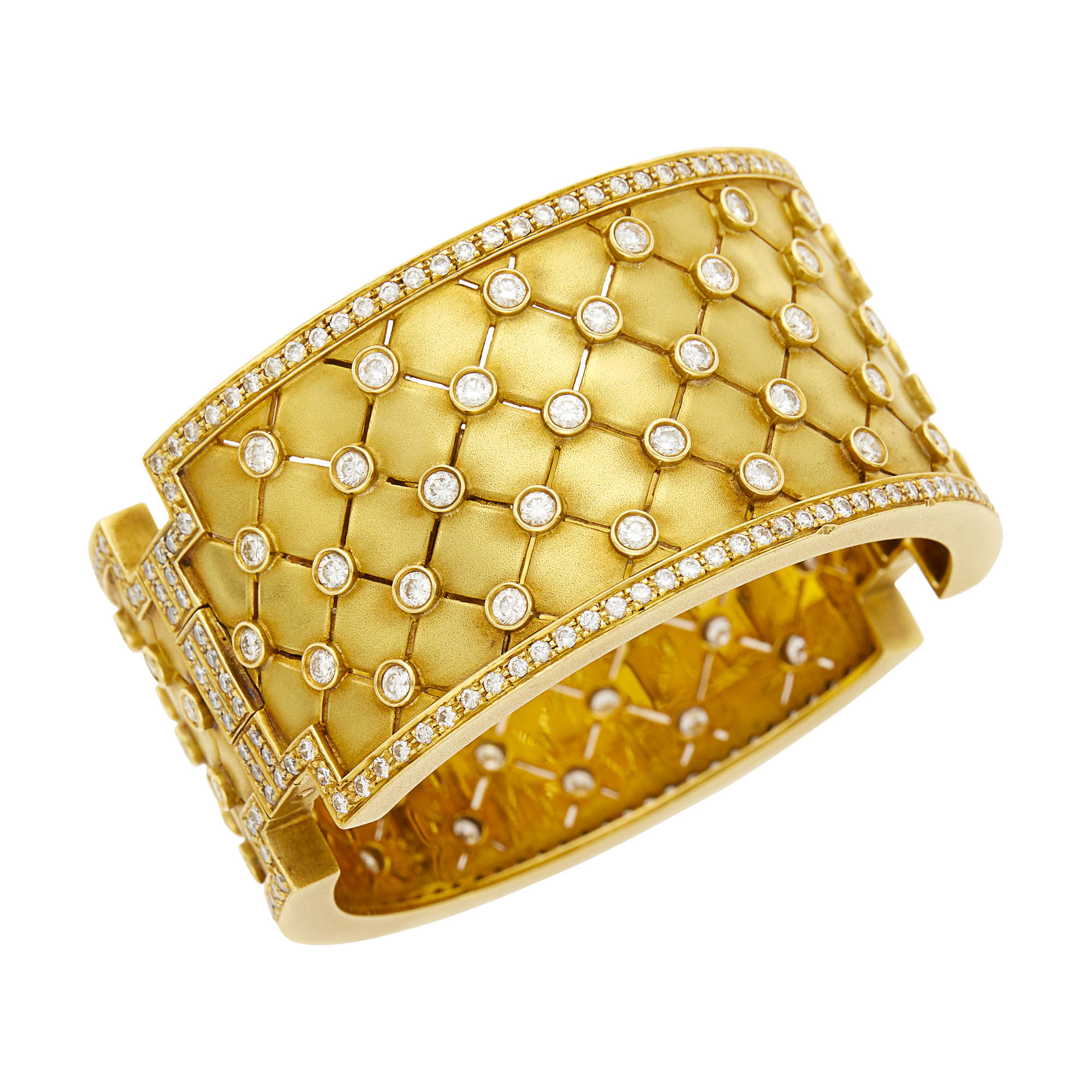 Lot image - Zadora Gold and Diamond Cuff Bangle Bracelet