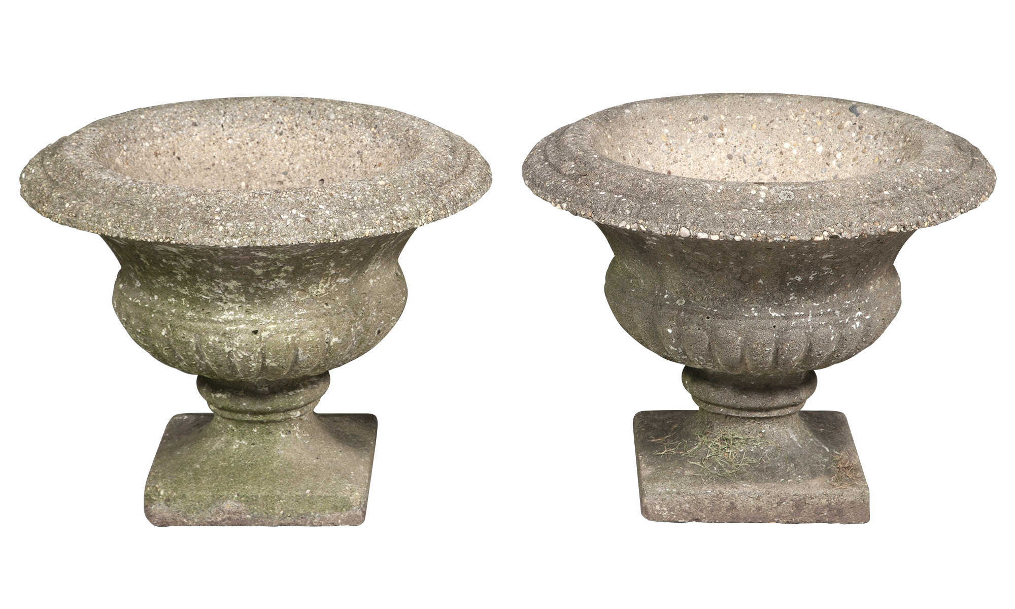 Lot image - Pair of Cast Stone Garden Urns