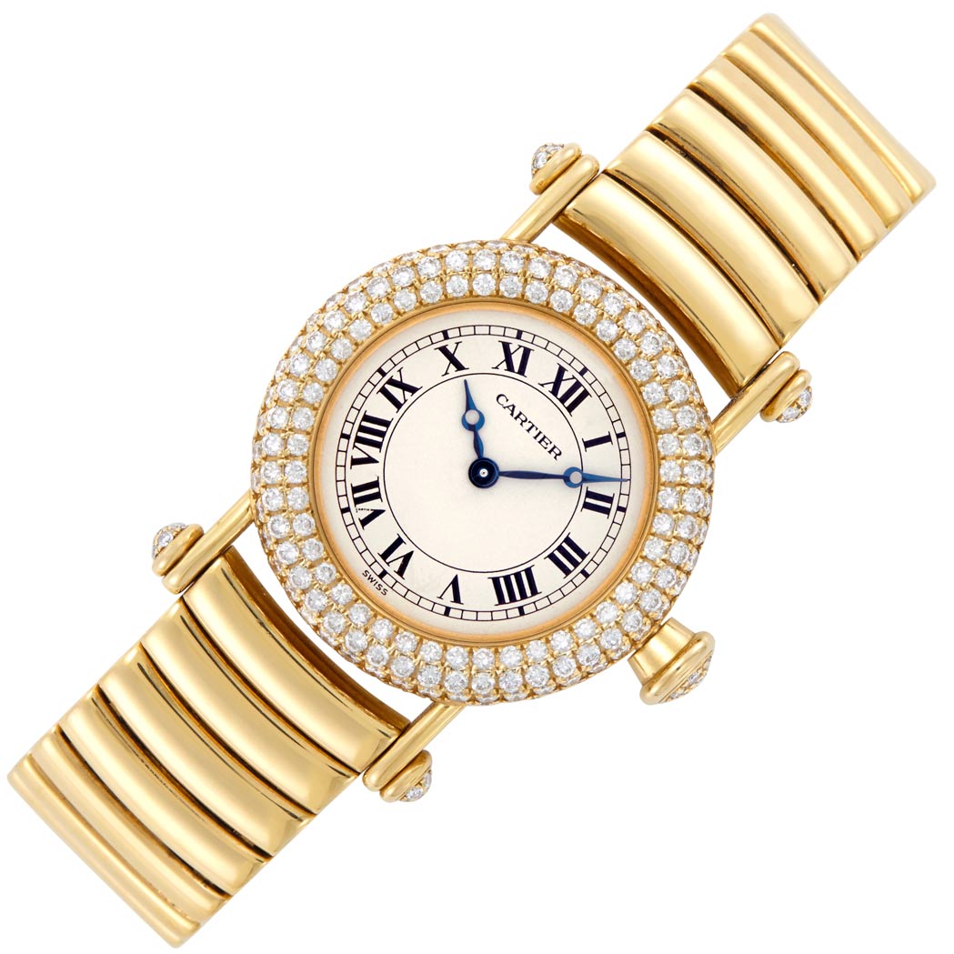 Lot image - Lady's Gold and Diamond 'Diablo' Wristwatch, Cartier, Ref. 1450