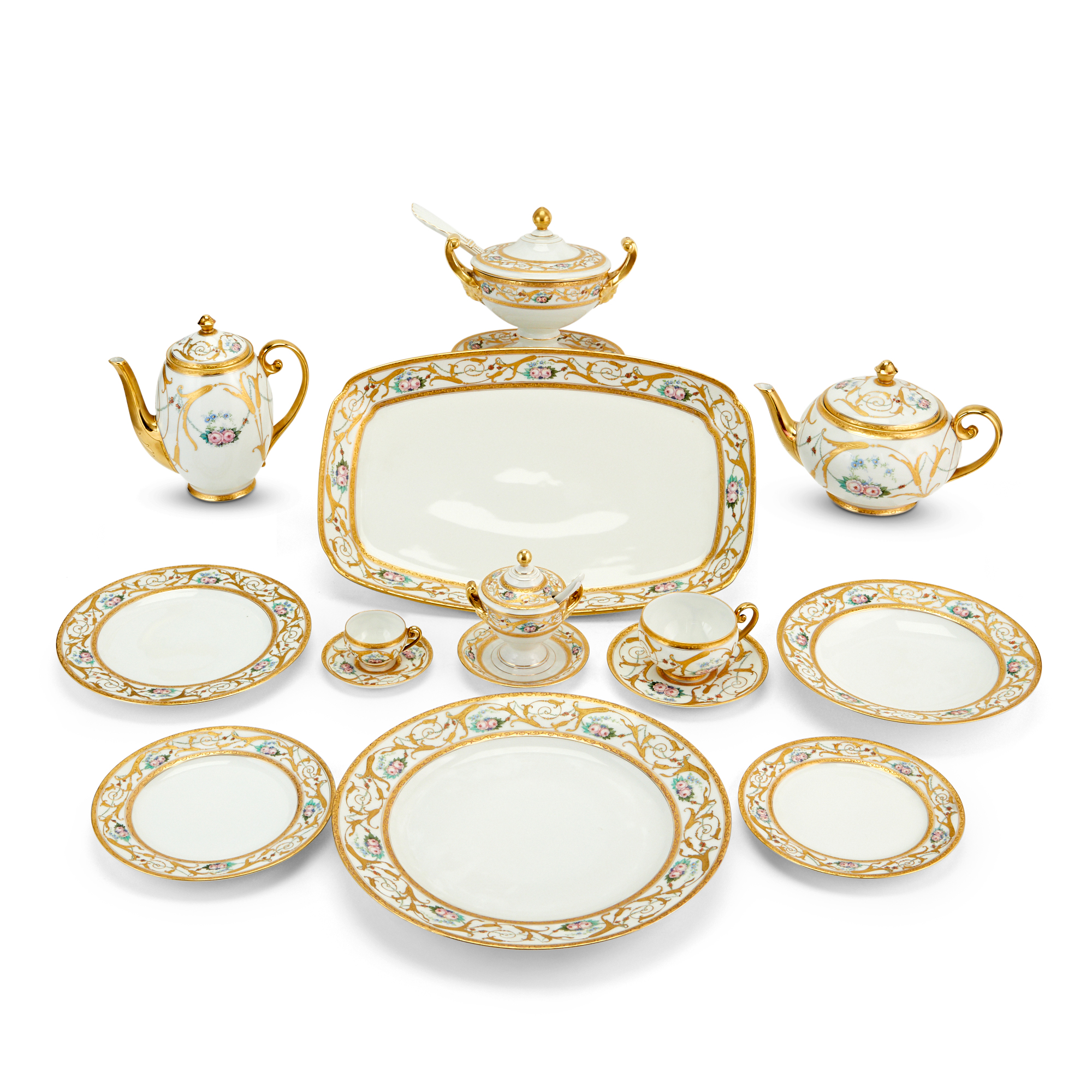 Lot image - Pirkenhammer Gilt-Decorated Porcelain Dinner Service