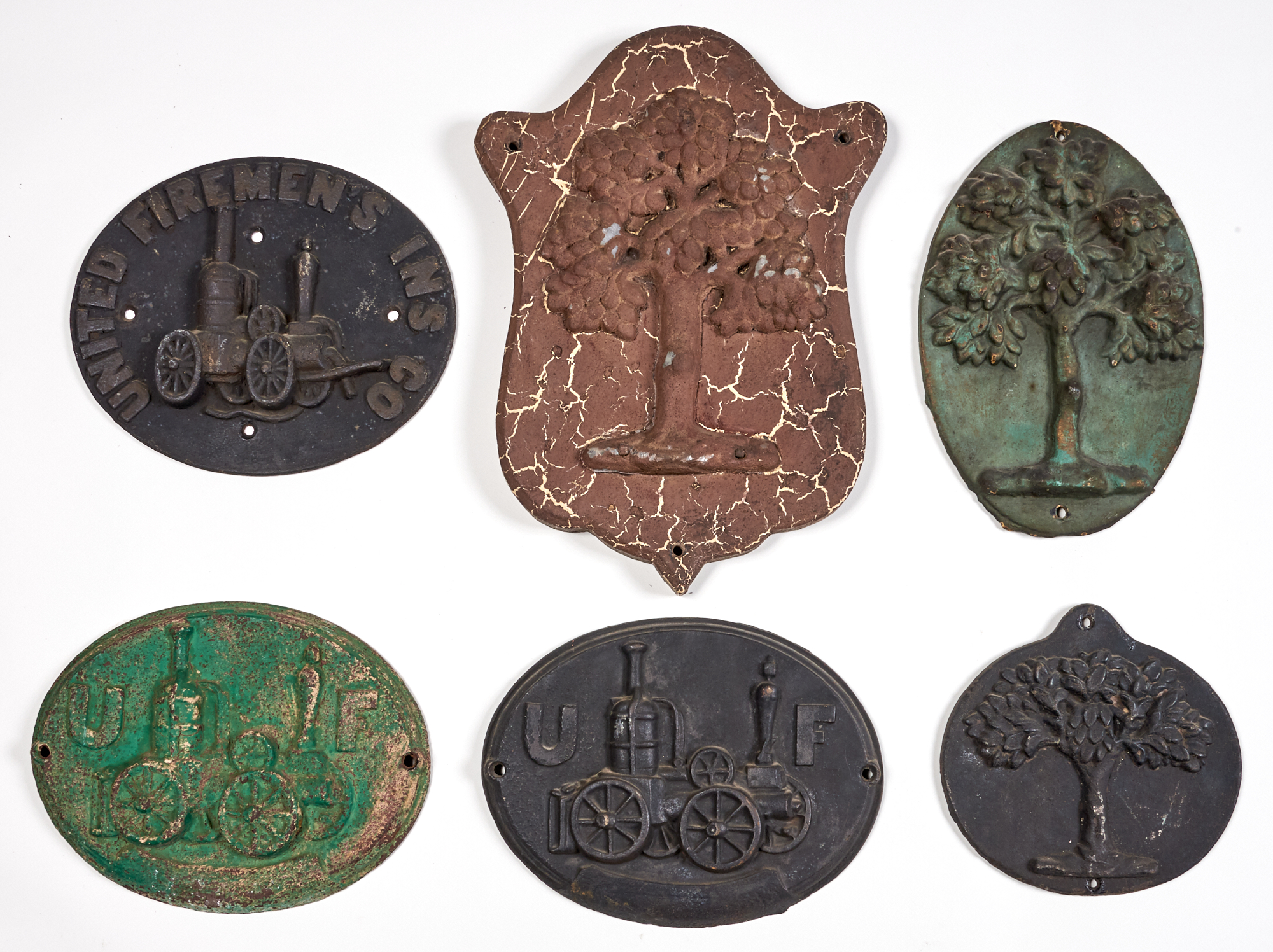 Lot image - Group of Six Cast Iron Fire Marks