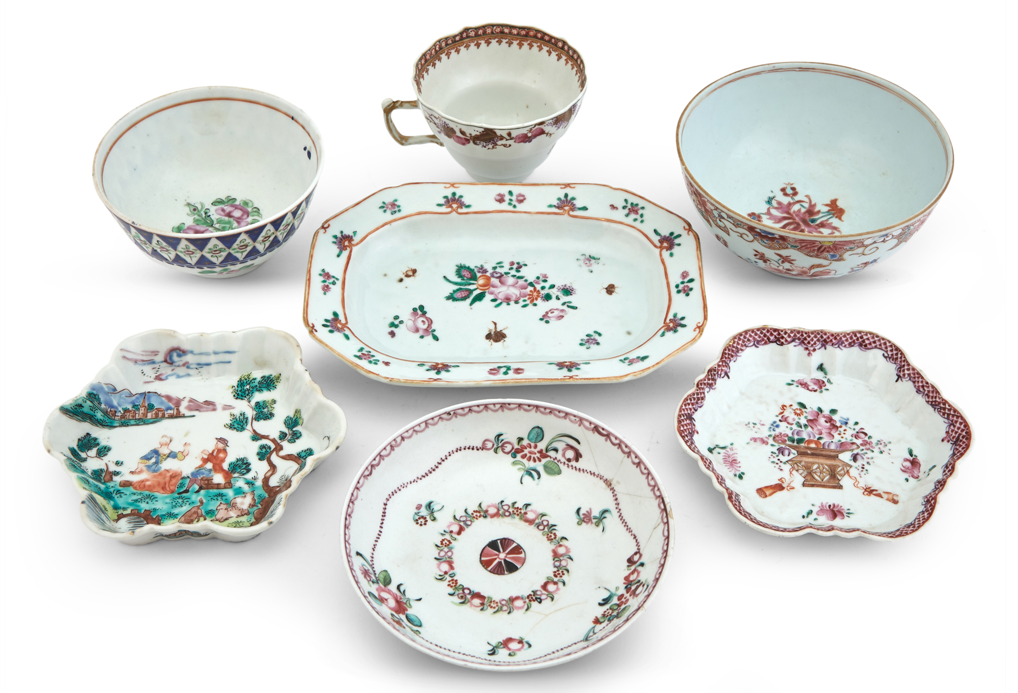 Lot image - A Small Assortment of Chinese Export Famille Ros Porcelain