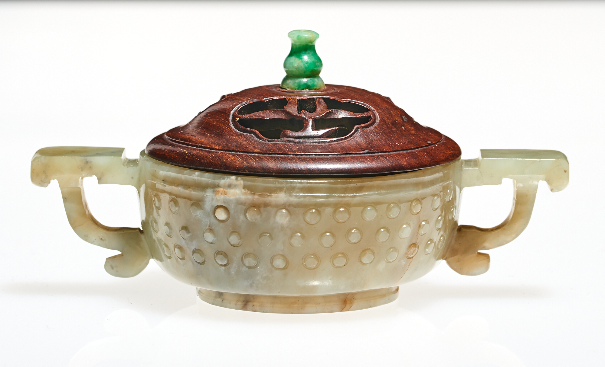 Lot image - A Chinese Celadon Jade Handled Cup