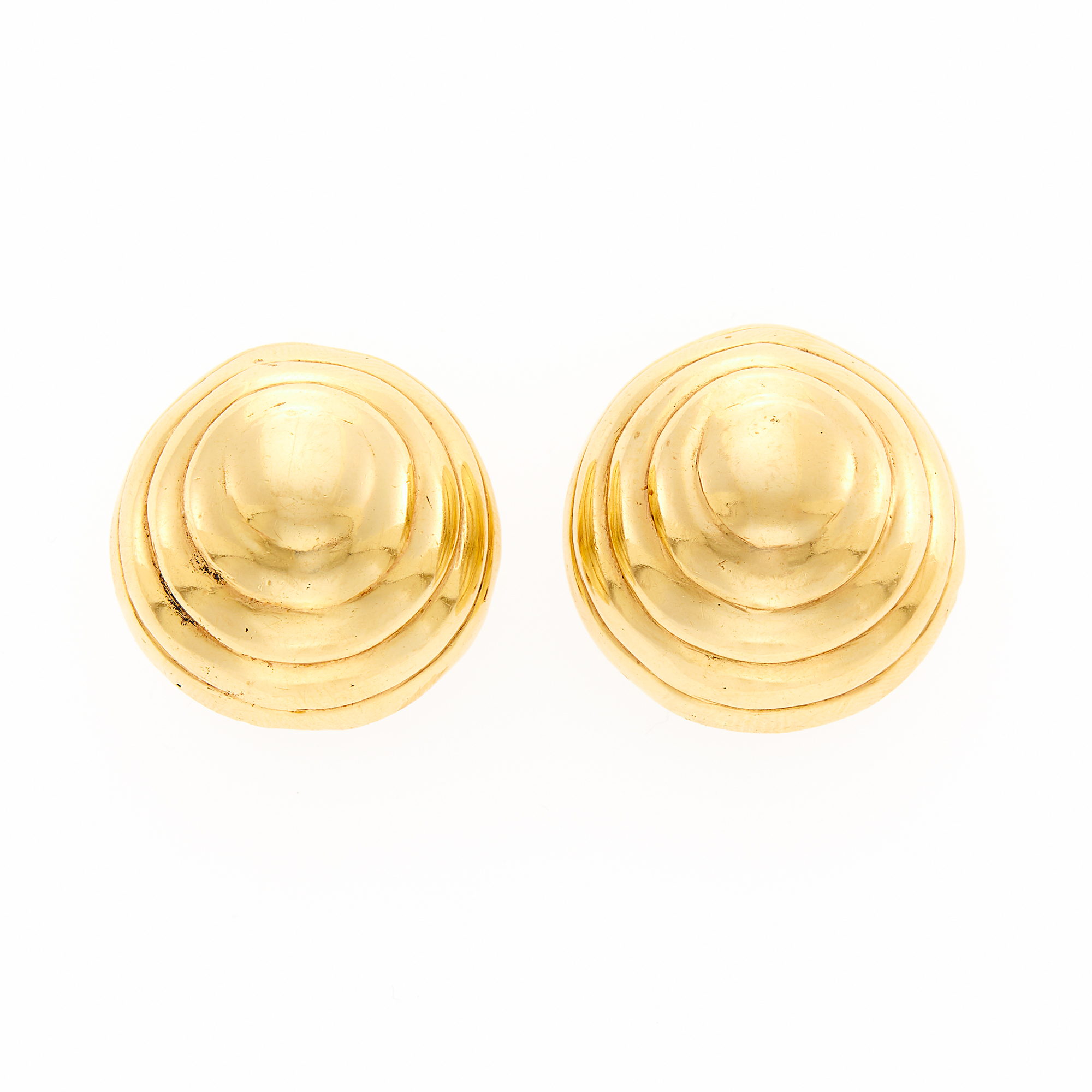 Lot image - Pair of Gold Dome Earrings